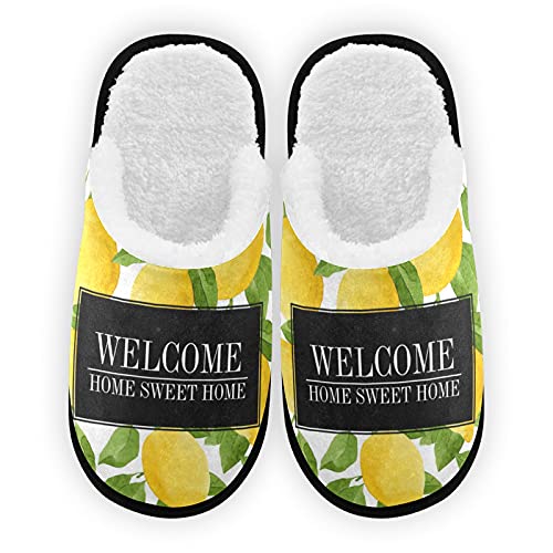 Lemon Sweet Home Men's Warm Soft House Slippers - Indoor/Outdoor Comfort Shoes Size 5-8 | Cozy Homewear for Relaxation & Casual Wear