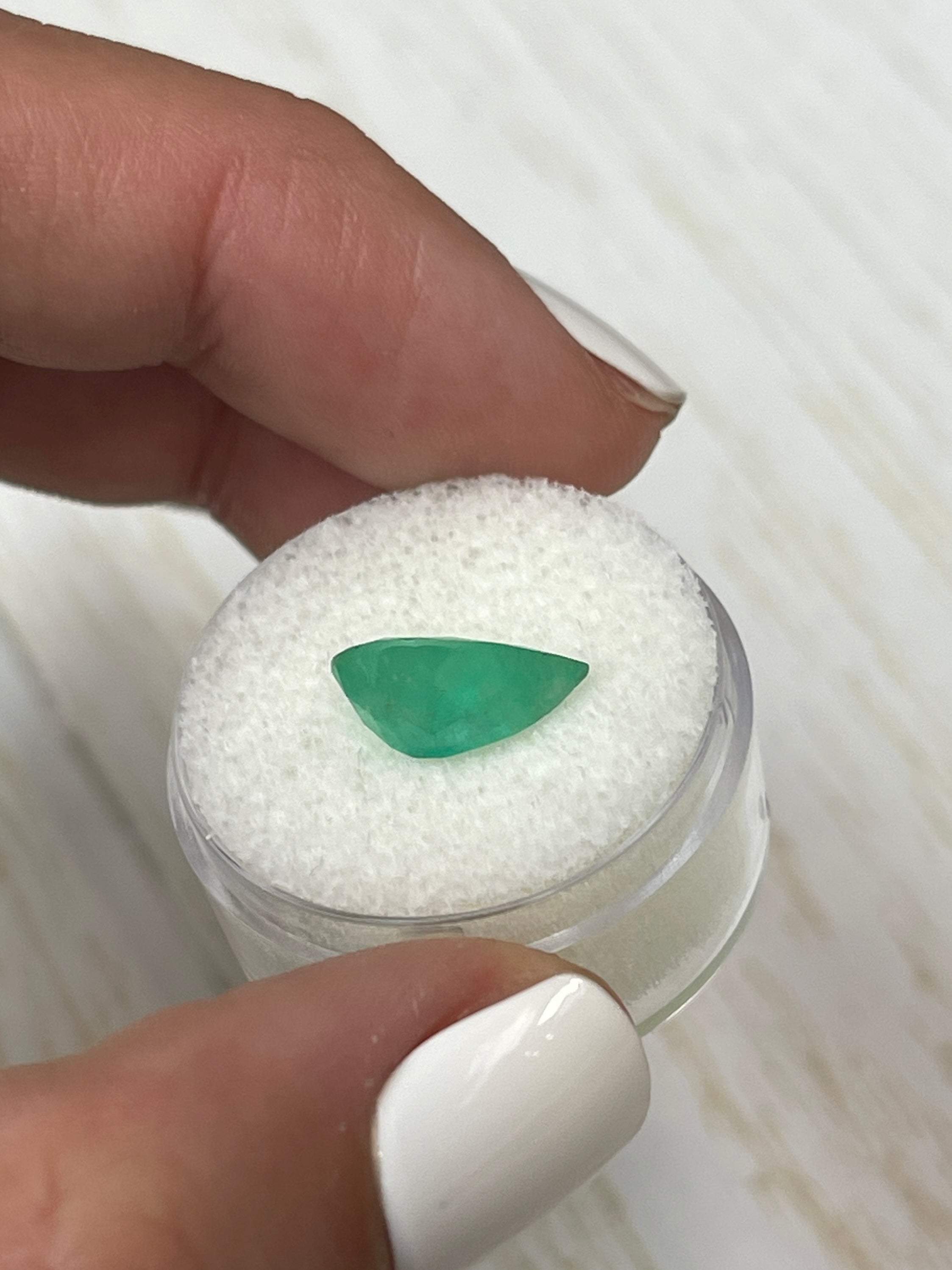 2.92 Carat Yellowish Green Natural Loose Colombian Emerald Pear Cut Gemstone for Jewelry Making, Engagement Rings & Luxury Gifts