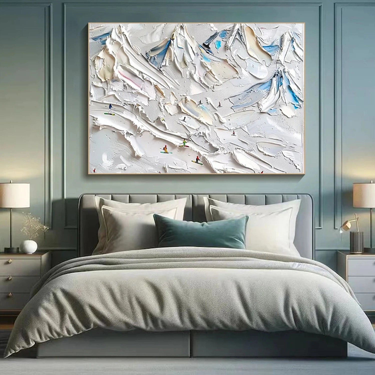 SP054 Textured Skiing Sport Art Painting Canvas - Perfect for Home Decor, Office Wall Art & Winter Sports Enthusiasts