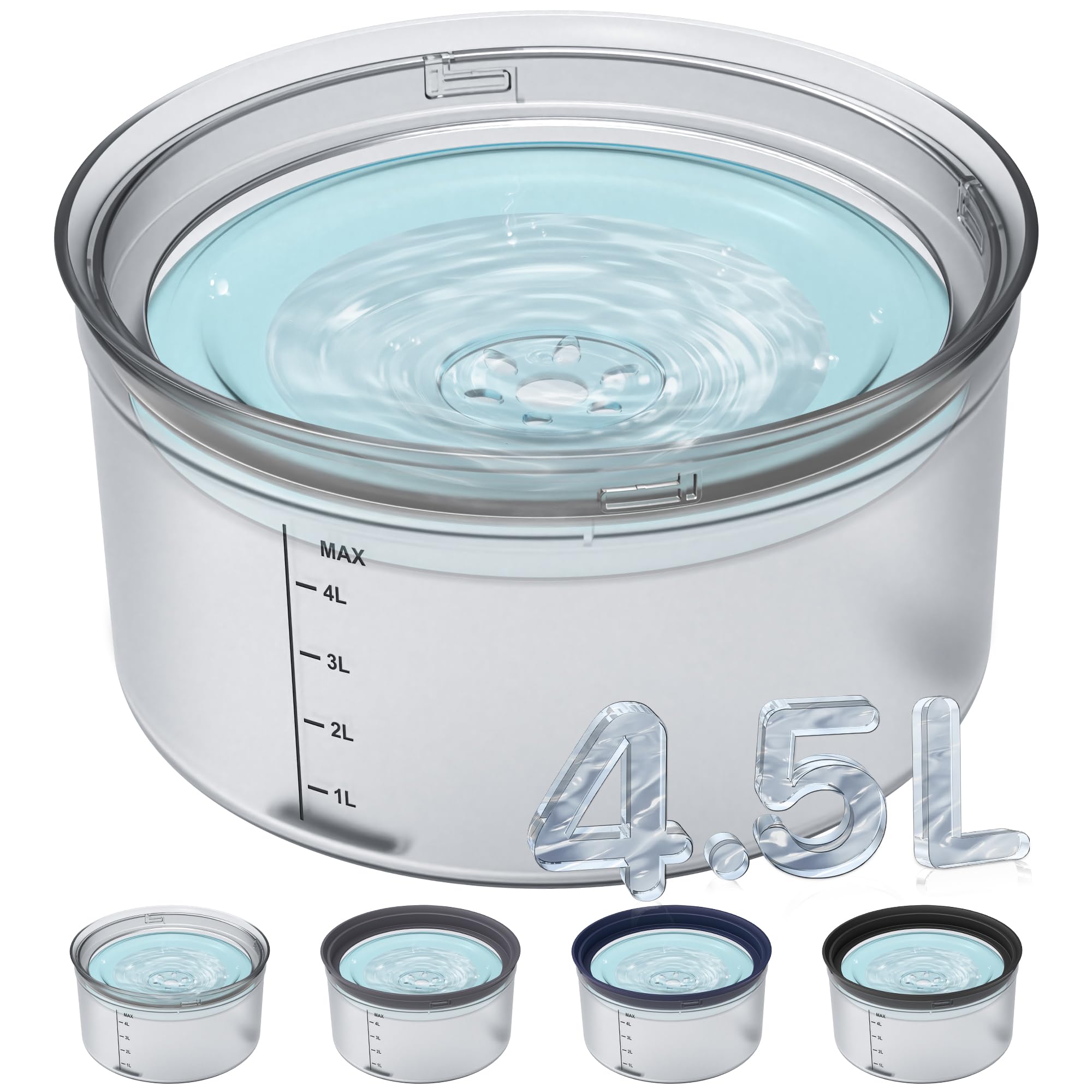 **Decflow 1.2 Gallon (4.5L) No Spill Dog Water Bowl with Floating Disk – Anti-Splash, Slow Drinking Design for Messy Drinkers – Large Capacity Pet Bowl for Home, Travel & Outdoor Use (Clear)**