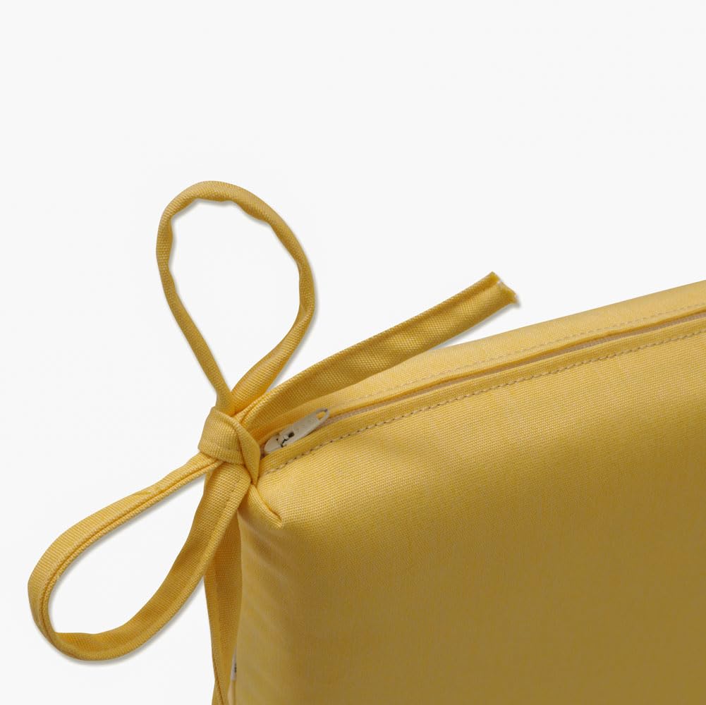 Pillow Perfect Fortress Solid Indoor/Outdoor Patio Seat Cushions - 2 Pack Yellow 20x20 Inch Square Plush Fiber Fill Weather & Fade Resistant - Perfect for Outdoor Furniture, Deck Chairs & Poolside Lounging