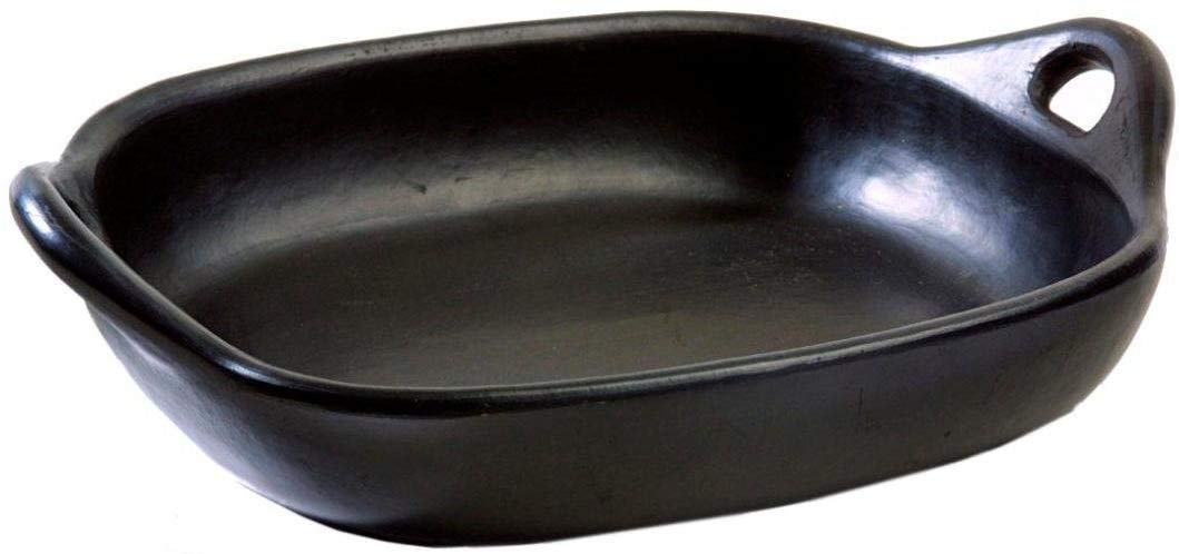 Premium Chamba Black Clay Roasting Pan - Handcrafted Square Clay Cookware for Baking, Roasting & Serving - Extra Large 10