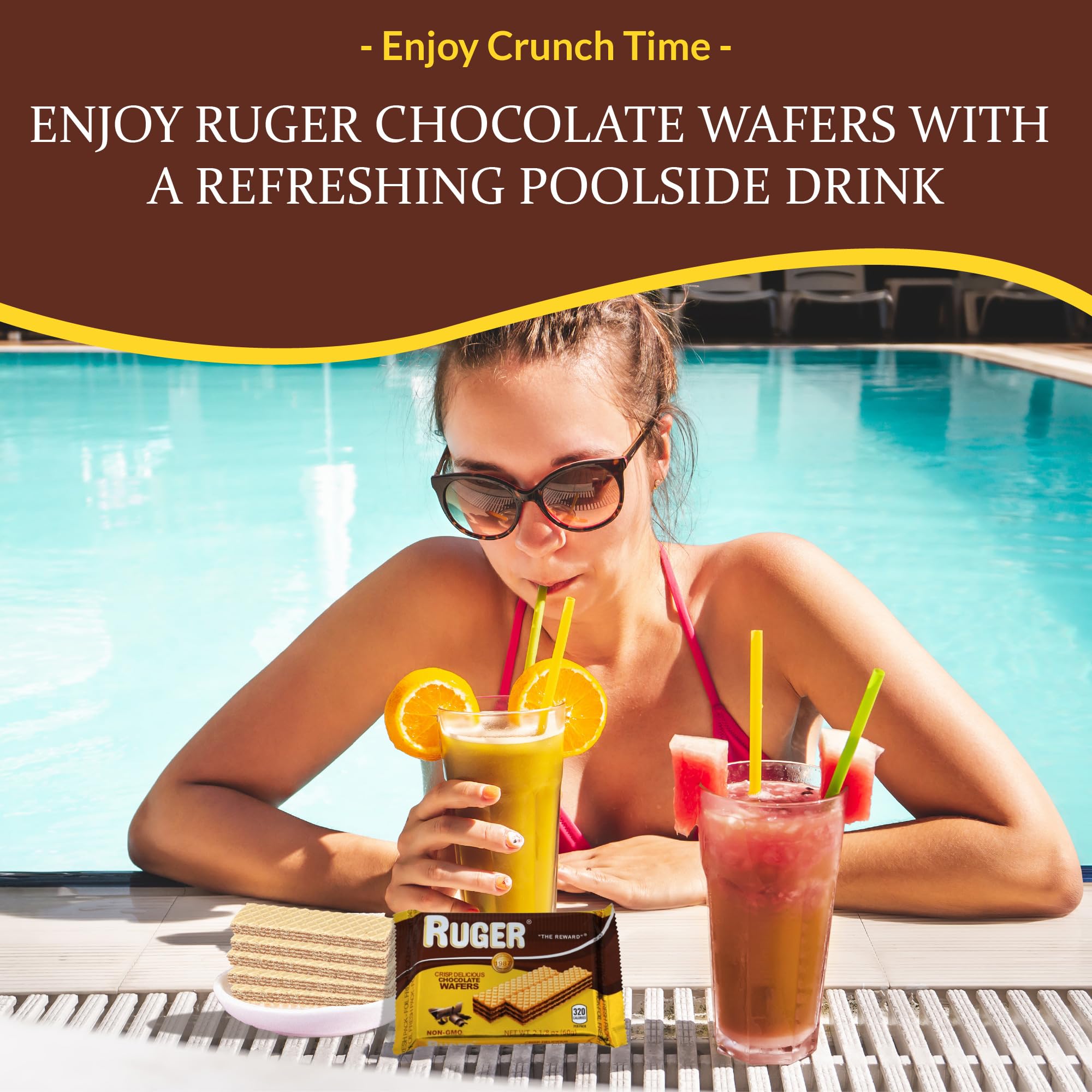 Ruger Austrian Chocolate Wafers - 12 Pack (2.125 oz Each) | Crispy Creamy Chocolate Snacks with Natural Ingredients | Long Shelf Life | Perfect for Office Snacks, Dessert Toppings & Gift Baskets