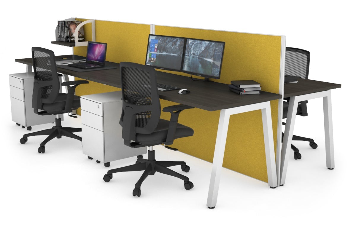 Horizon Quadro 4-Person Office Workstation Bench with A-Legs - 1400mm x 700mm Dimensions - Perfect for Collaborative Workspaces, Coworking Offices & Team Meetings