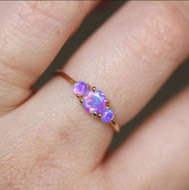 Elegant Lavender Opal Ring - 925 Sterling Silver Women's Jewelry, Dainty October Birthstone Gift for Her | Perfect for Weddings, Anniversaries & Special Occasions