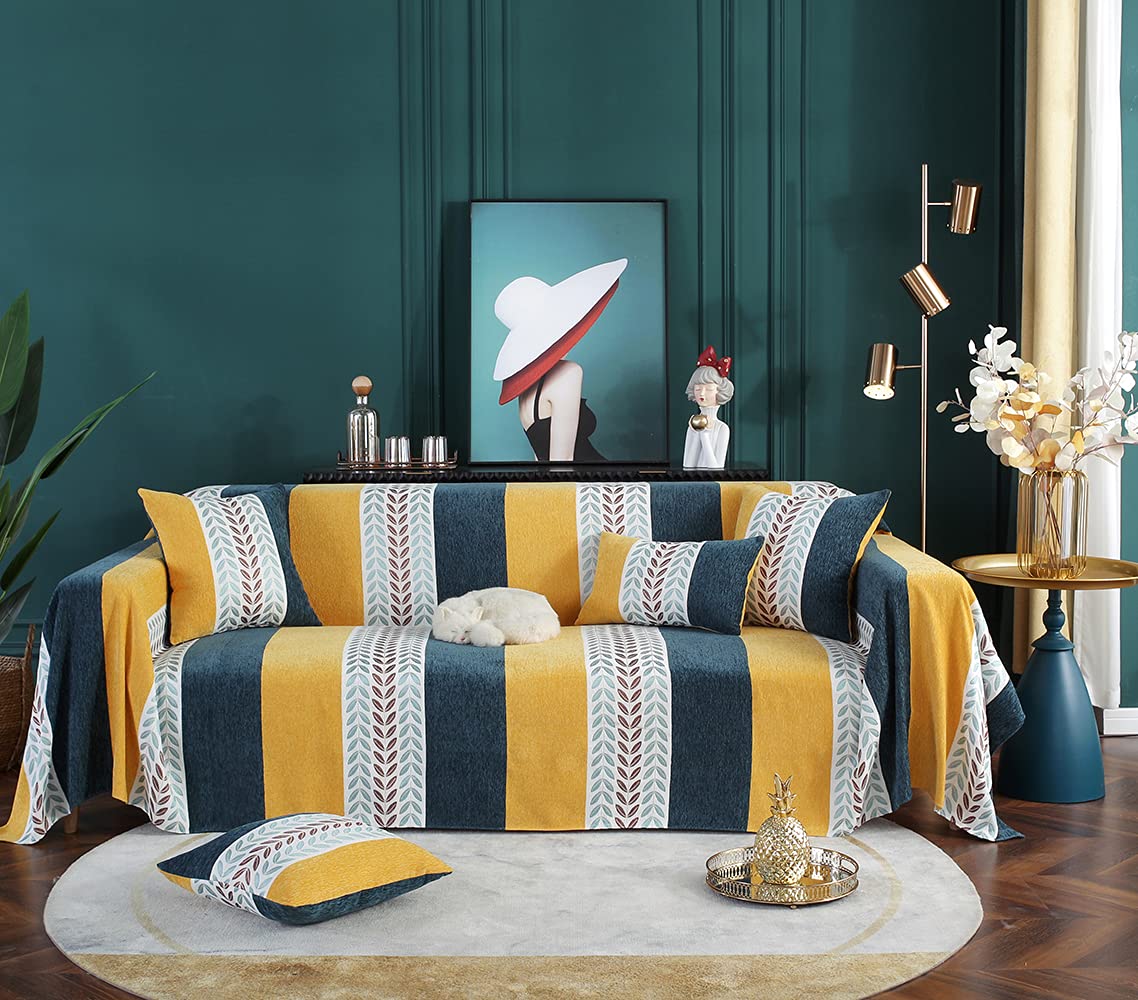 STACYPIK 1PC Fashion Geometric Striped Sofa Cover for 2-3 Cushion Couches - Large 71
