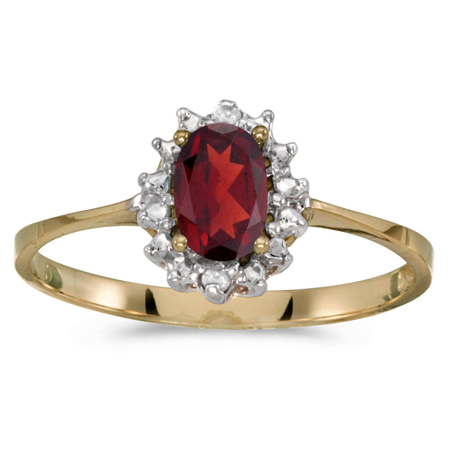 14K Yellow Gold Oval Garnet and Diamond Ring for Women - Elegant Vintage Style Engagement & Wedding Band - Perfect for Anniversary, Proposal, or Gift Giving