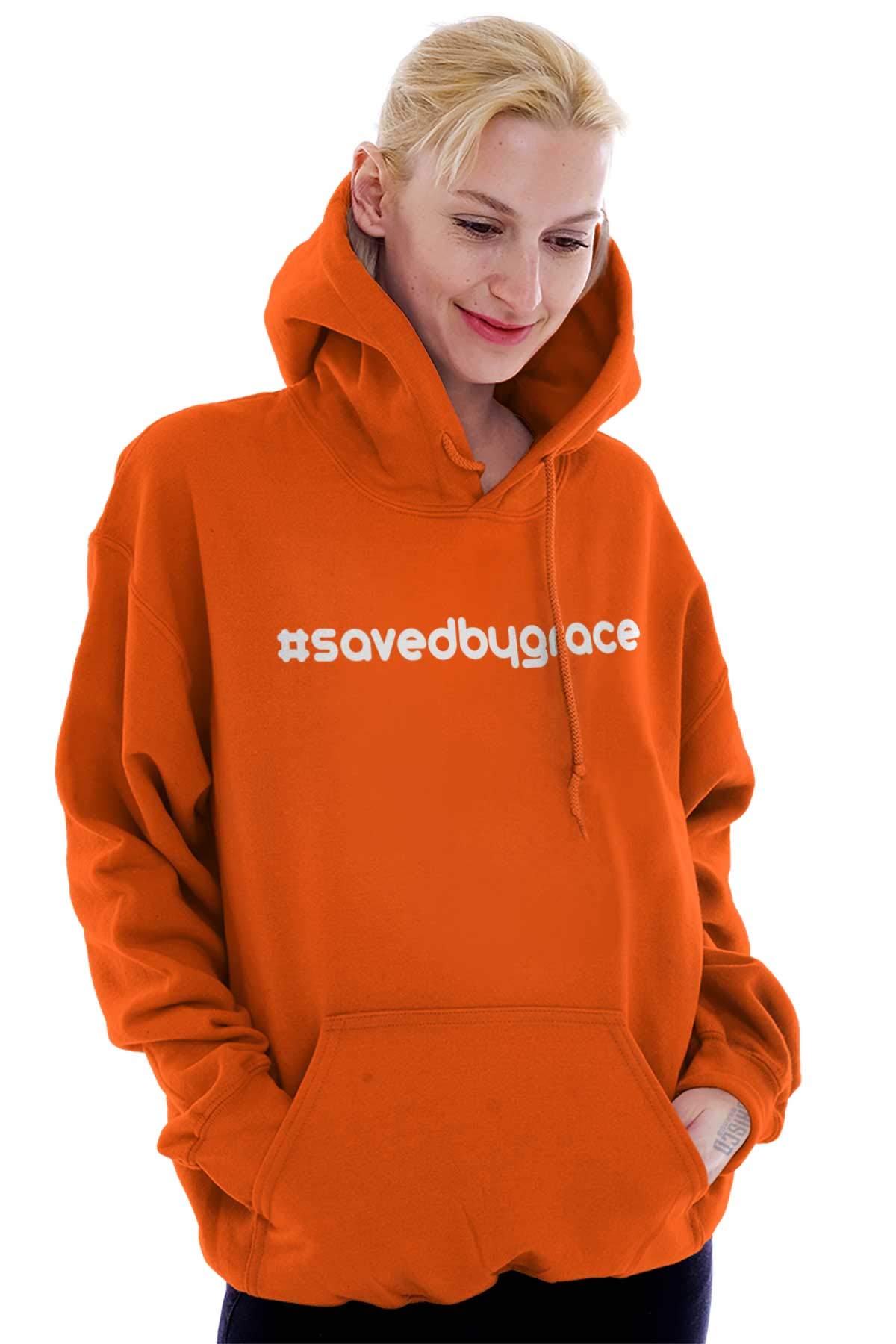 Saved By Grace Christian Hoodie for Women - Classic Teaze Hashtag Pullover Sweatshirt | Church Outfit, Bible Study Apparel & Casual Christian Fashion