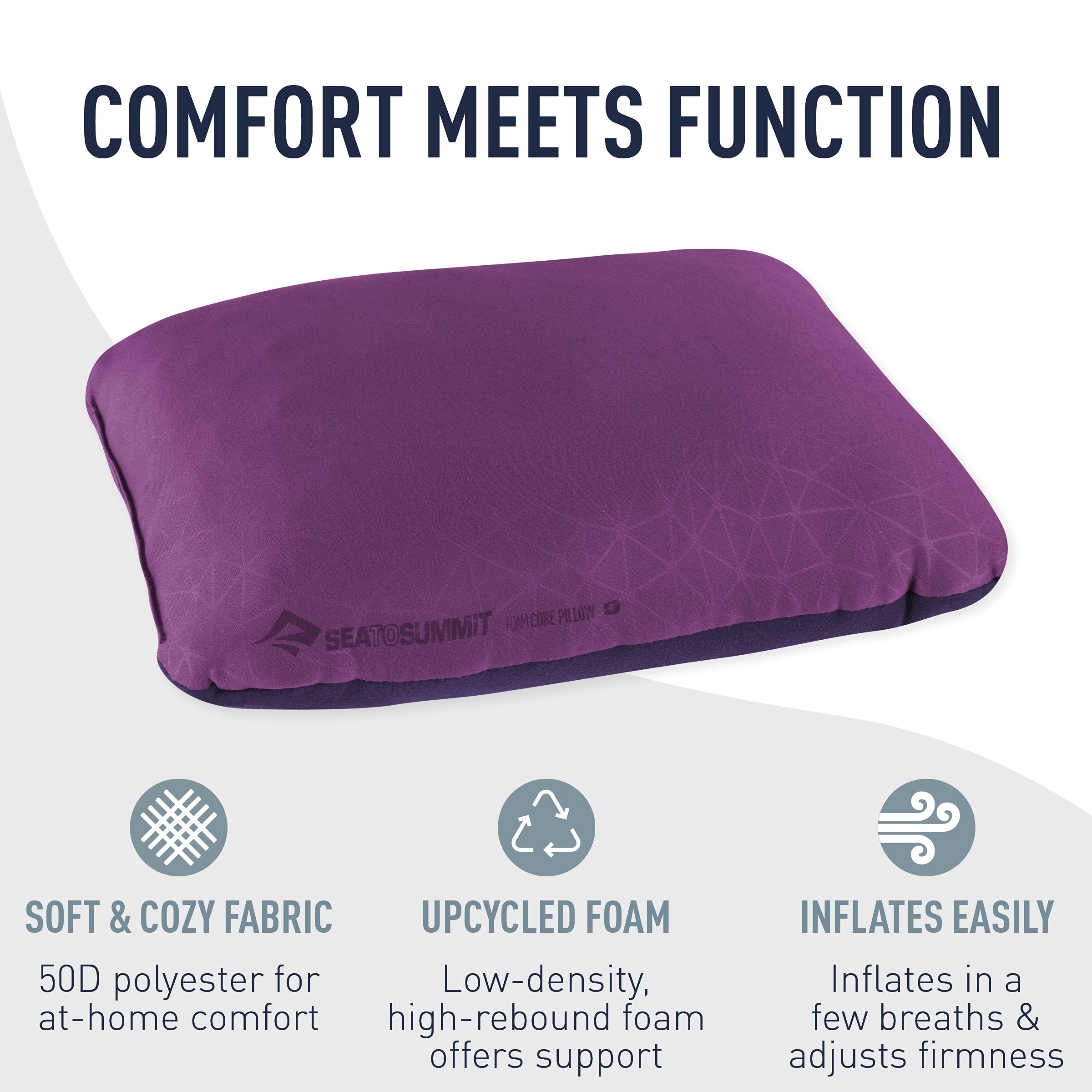 Sea to Summit FoamCore Camping Pillow - Lightweight Travel Pillow for Backpacking, Hiking & Airplane Use | Compact & Comfortable Sleep Solution