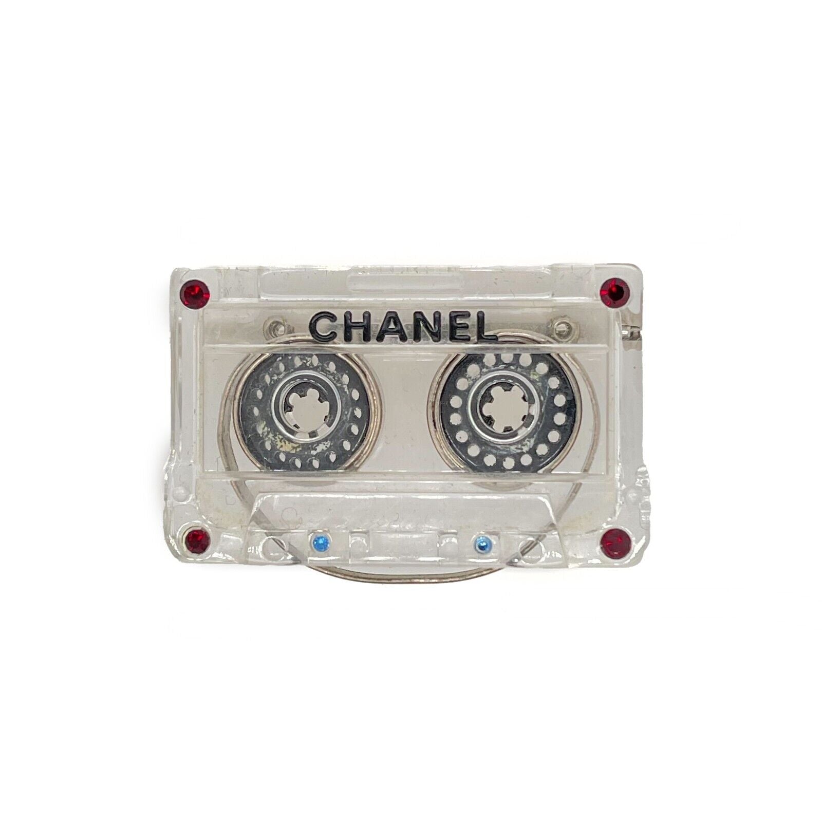CHANEL 04P 'CHANEL' Vintage Cassette Tape Resin Brooch Pin - Black Retro Fashion Accessory for Collectors & Chanel Lovers - Perfect for Outfits, Jackets & Handbags