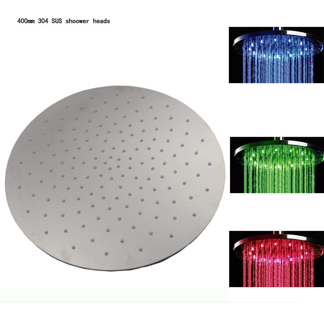 16 Inch Round Rainfall LED Shower Head - Ceiling Mount Stainless Steel Showerhead with Color Changing Lights | Modern Bathroom Upgrade for Spa-Like Experience (Shower Arm Not Included)