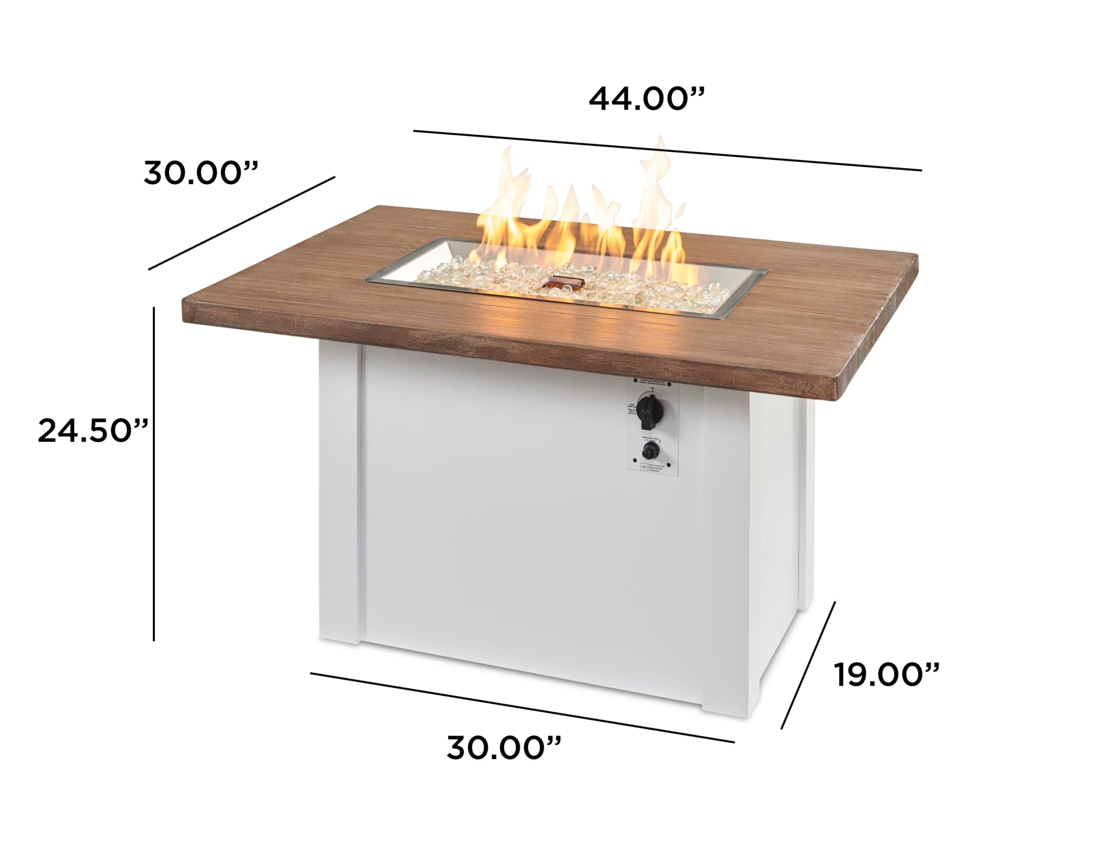 Havenwood Rectangular Gas Fire Pit Table by The Outdoor Greatroom Company - Perfect for Patio, Backyard, and Outdoor Gatherings