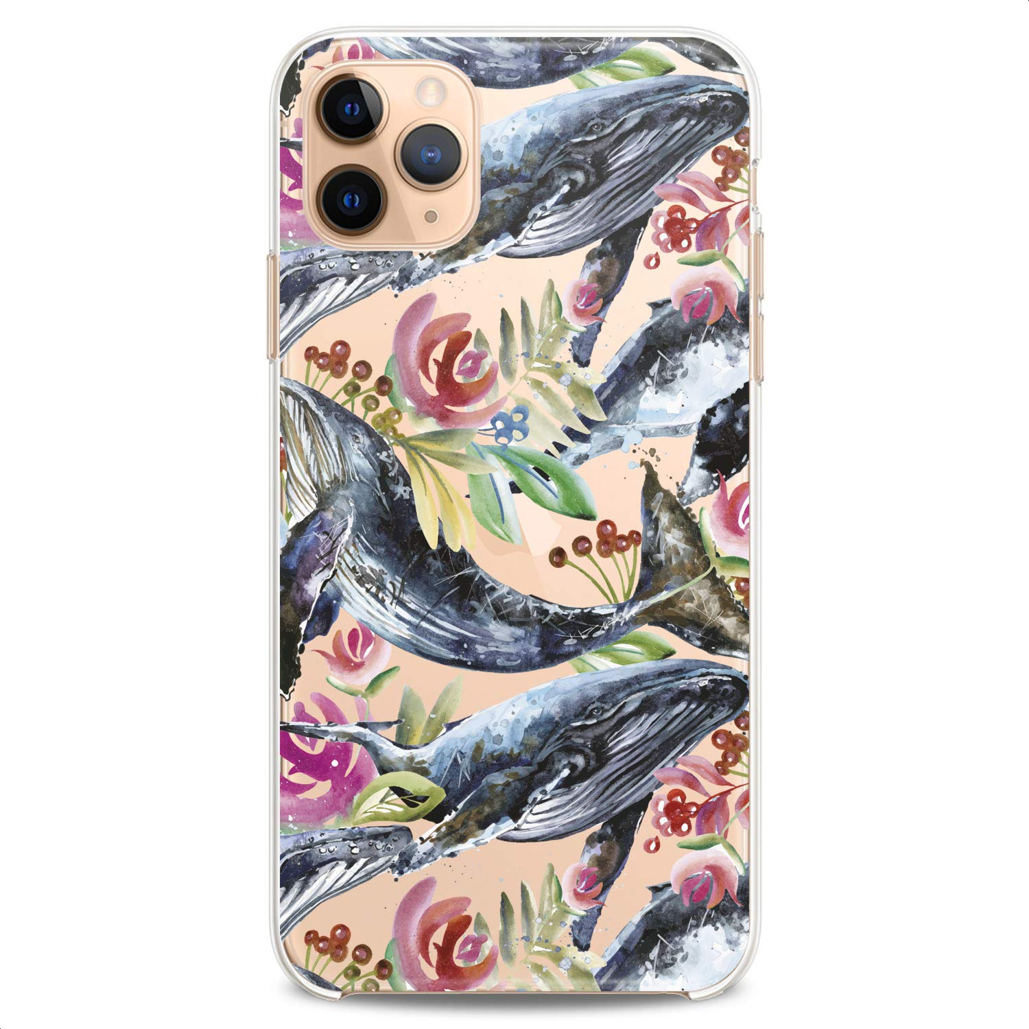 Premium TPU Phone Case for iPhone 16/15/14/13/12/11 Pro Max/Plus/Mini/XS/XR/X/8+/7/6/5/SE - Slim Flexible Silicone Cover with Cute Whale, Orca & Floral Print Designs - Perfect for Women & Girls (Clear Protective Case for Everyday Use & Gift Giving)