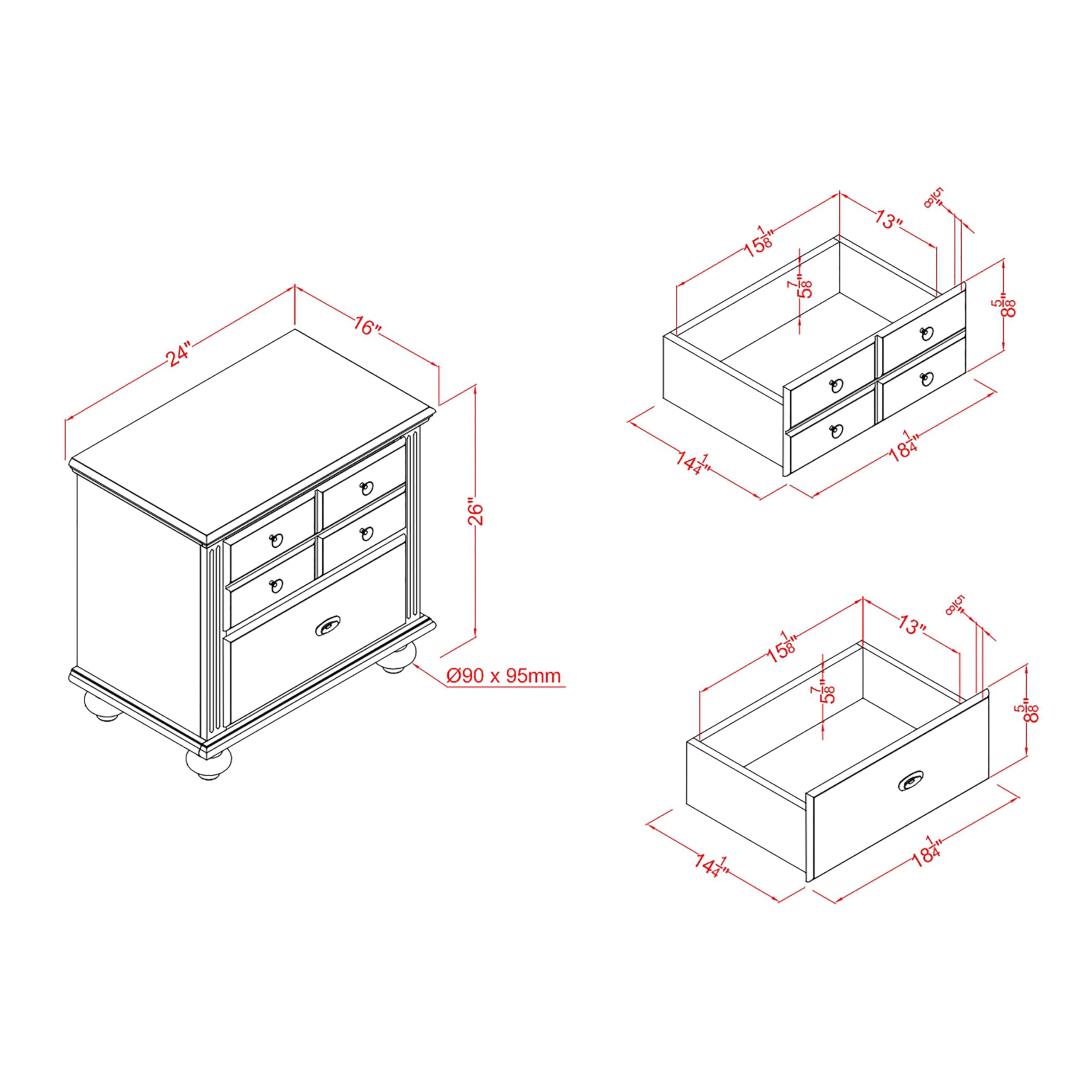 247SHOPATHOME Cherry Wood Nightstand - Modern Bedside Table with Storage Drawer for Bedroom, Living Room, or Office