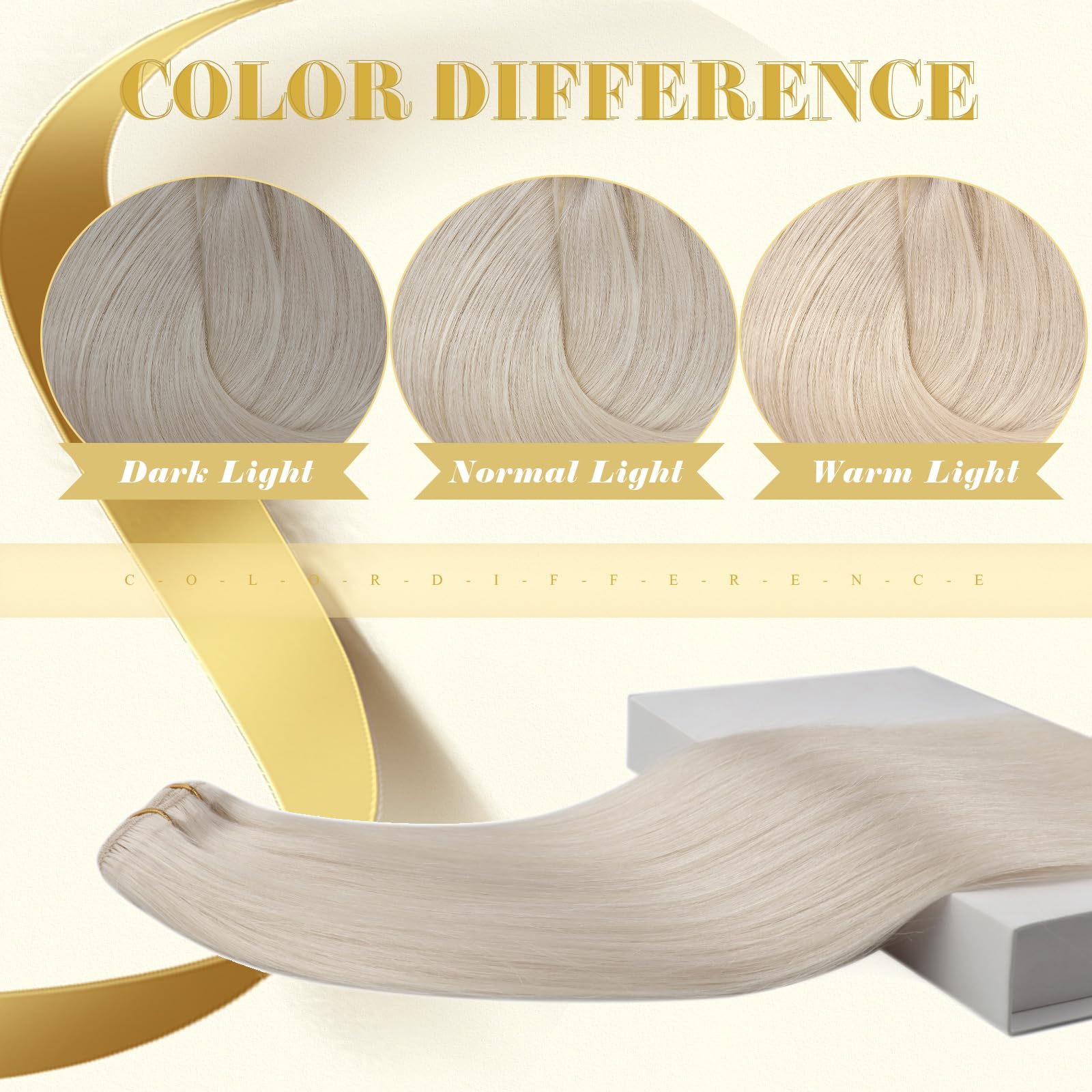 Ve Sunny Platinum Blonde Clip-in Human Hair Extensions - 20 Inch 7pcs 120g Real Remy Human Hair for Long Hair - Easy to Wear & Style for Parties, Weddings & Daily Use