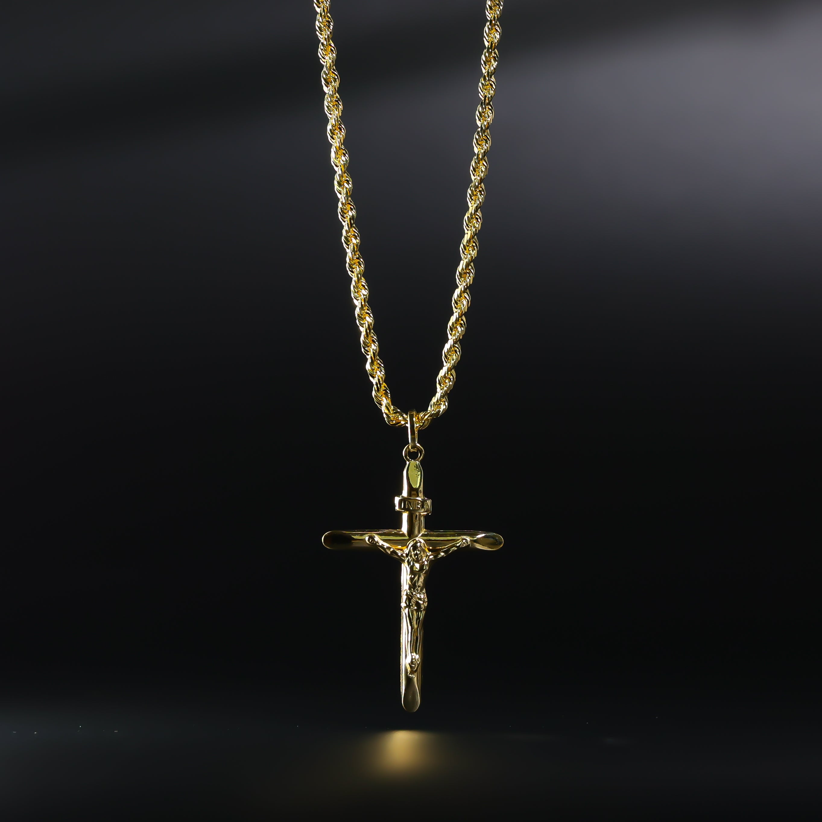 Gold Large Classic Beautiful Cross Pendant Necklace Model 0854 - Elegant Religious Jewelry for Women, Perfect Gift for Baptism, Confirmation & Special Occasions