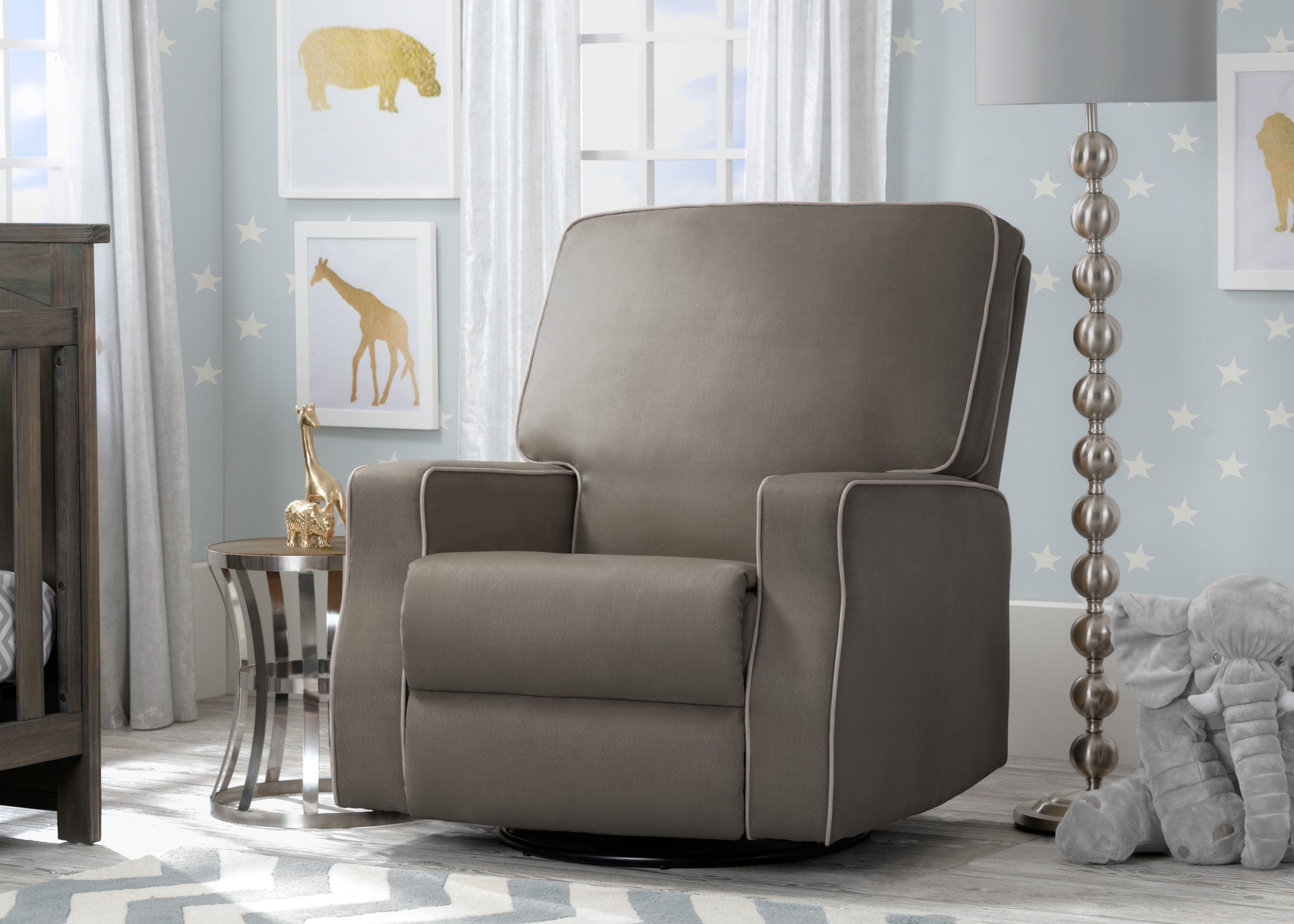 Charlie Nursery Recliner Swivel Glider Chair - Comfortable Rocking Chair for Breastfeeding and Baby Care - Perfect for Nursery, Bedroom & Living Room