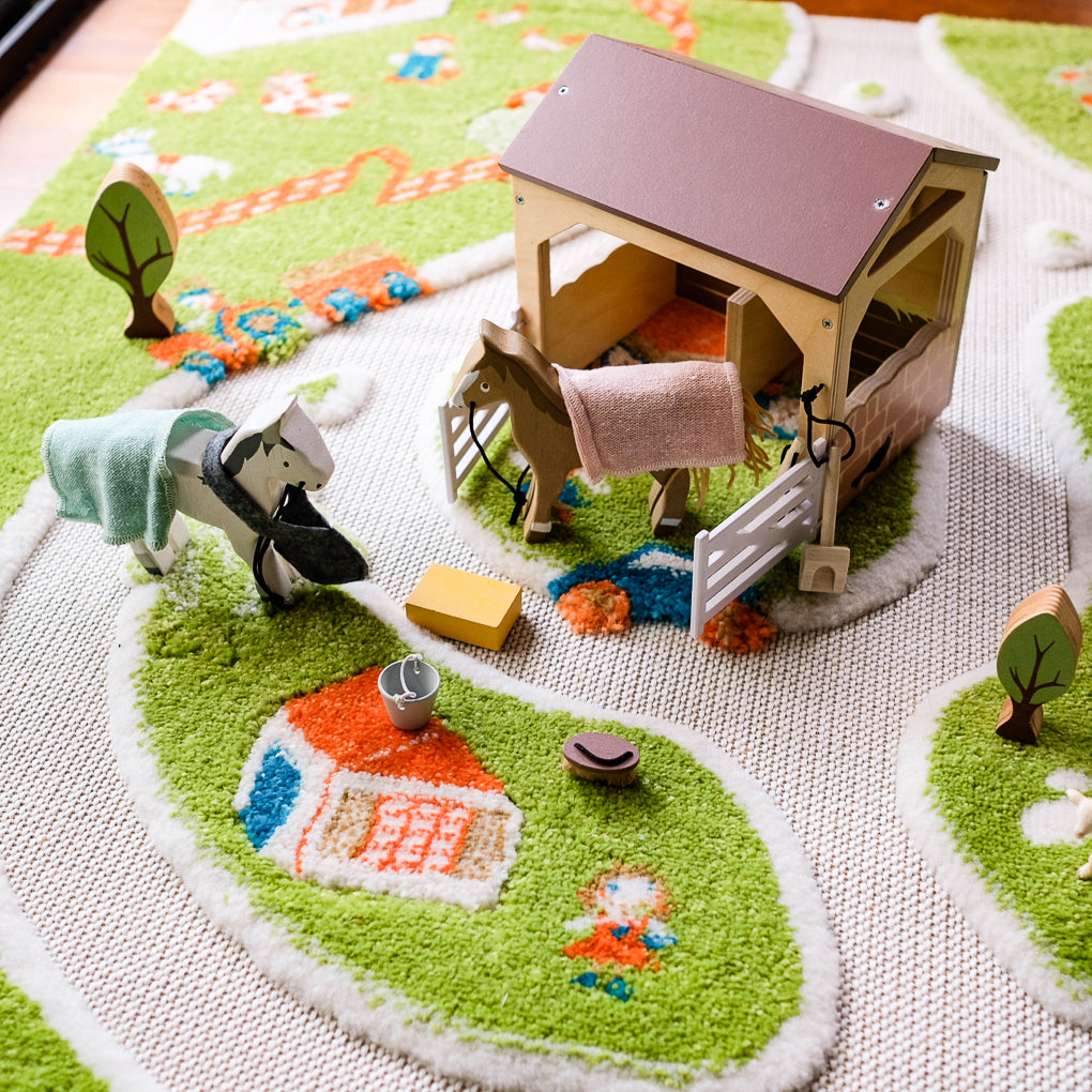 Tender Leaf Set The Stables - Wooden Toy Stable Playset for Kids | Pretend Play Farm Animals & Barn | Perfect for Imaginative Play and Early Learning