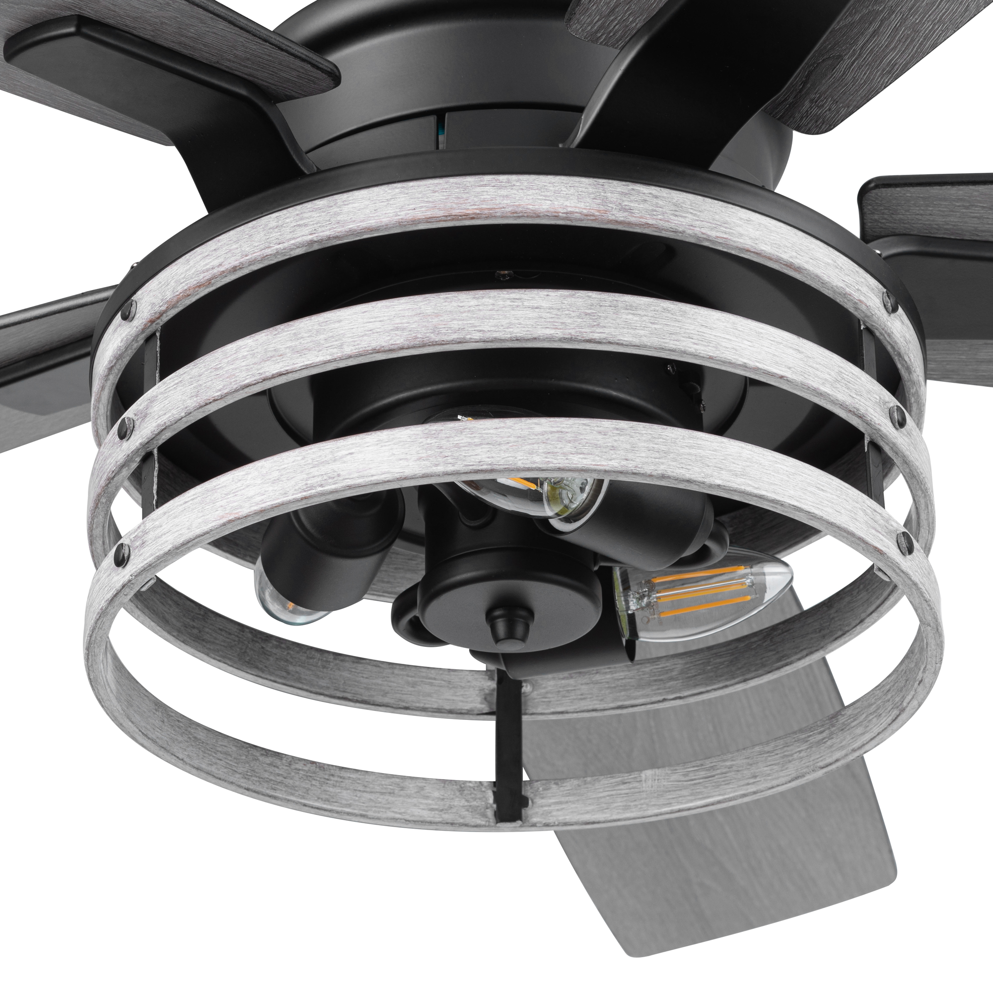52 Inch Honeywell Carnegie Matte Black/Gray Ceiling Fan with Light Kit and Remote Control - Perfect for Living Room, Bedroom, and Outdoor Covered Patio