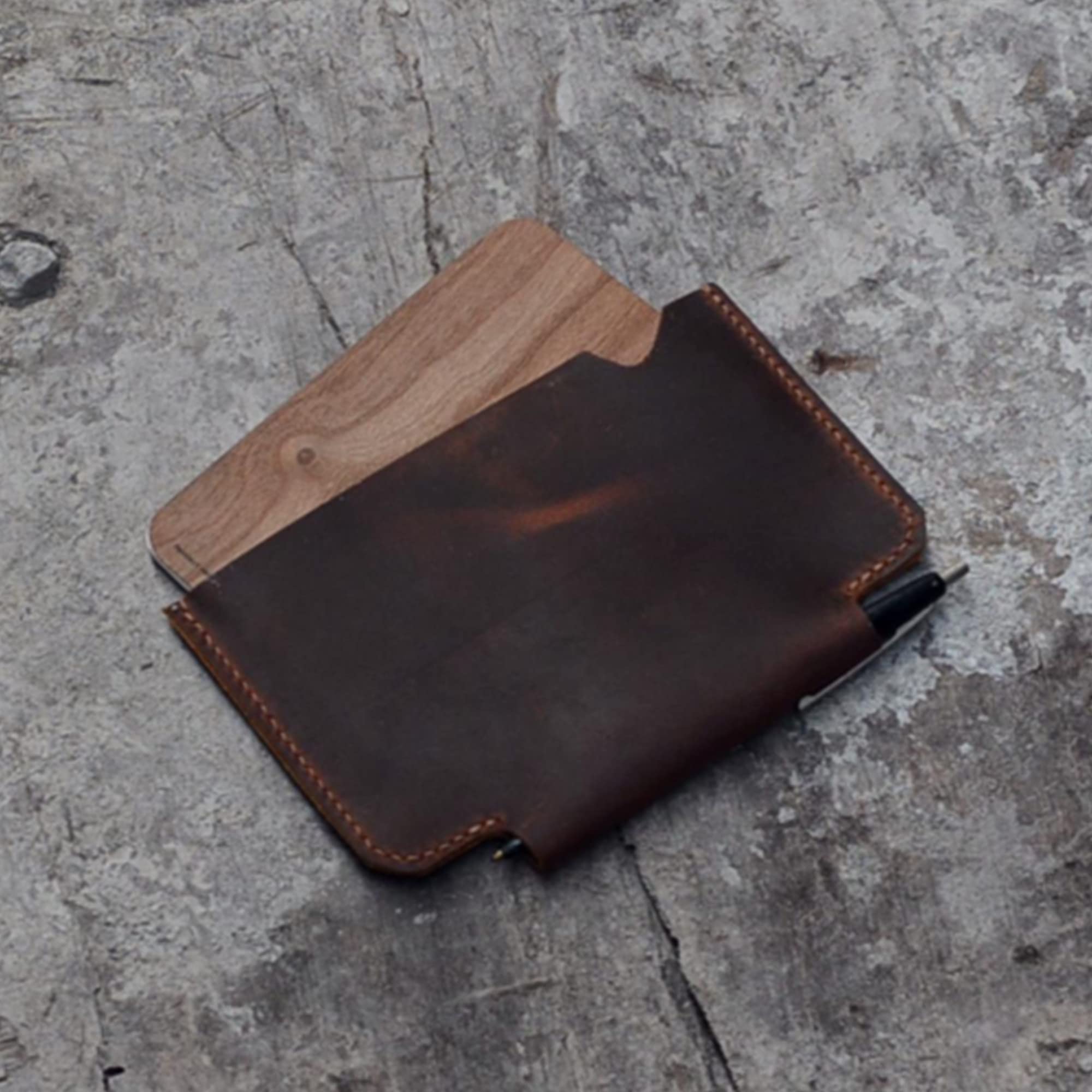Premium Leather Field Notes Wallet Cover - Handmade Travel Journal Sleeve for Pocket Notebooks with Pencil Holder | Perfect for Outdoor Adventures, Business Travel & Daily Organization
