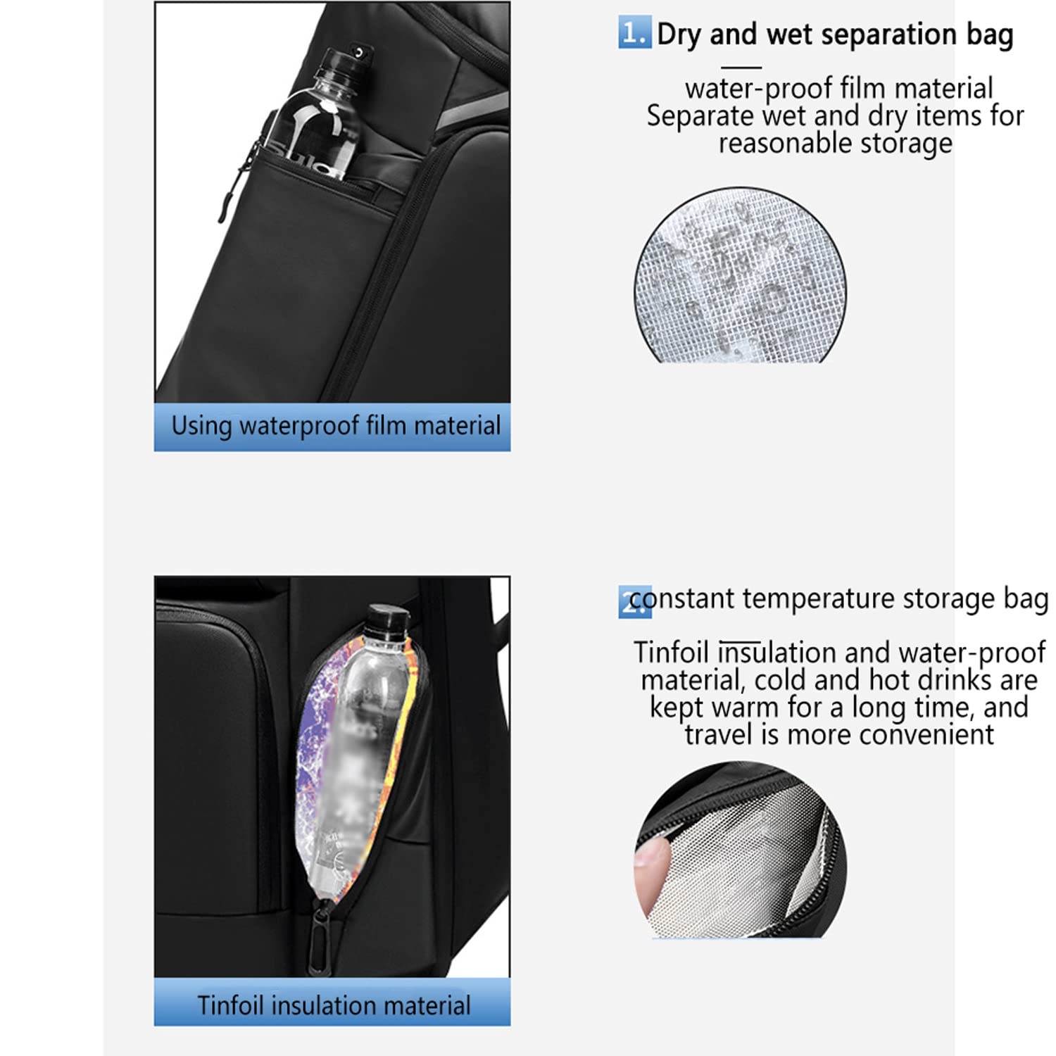 Durable Men's Travel Backpack with USB Charging Port & Headphone Jack - Water-Resistant Laptop Backpack with Shoe Compartment & Wet/Dry Separation - Perfect for Business Trips, Gym, Hiking & Daily Commute