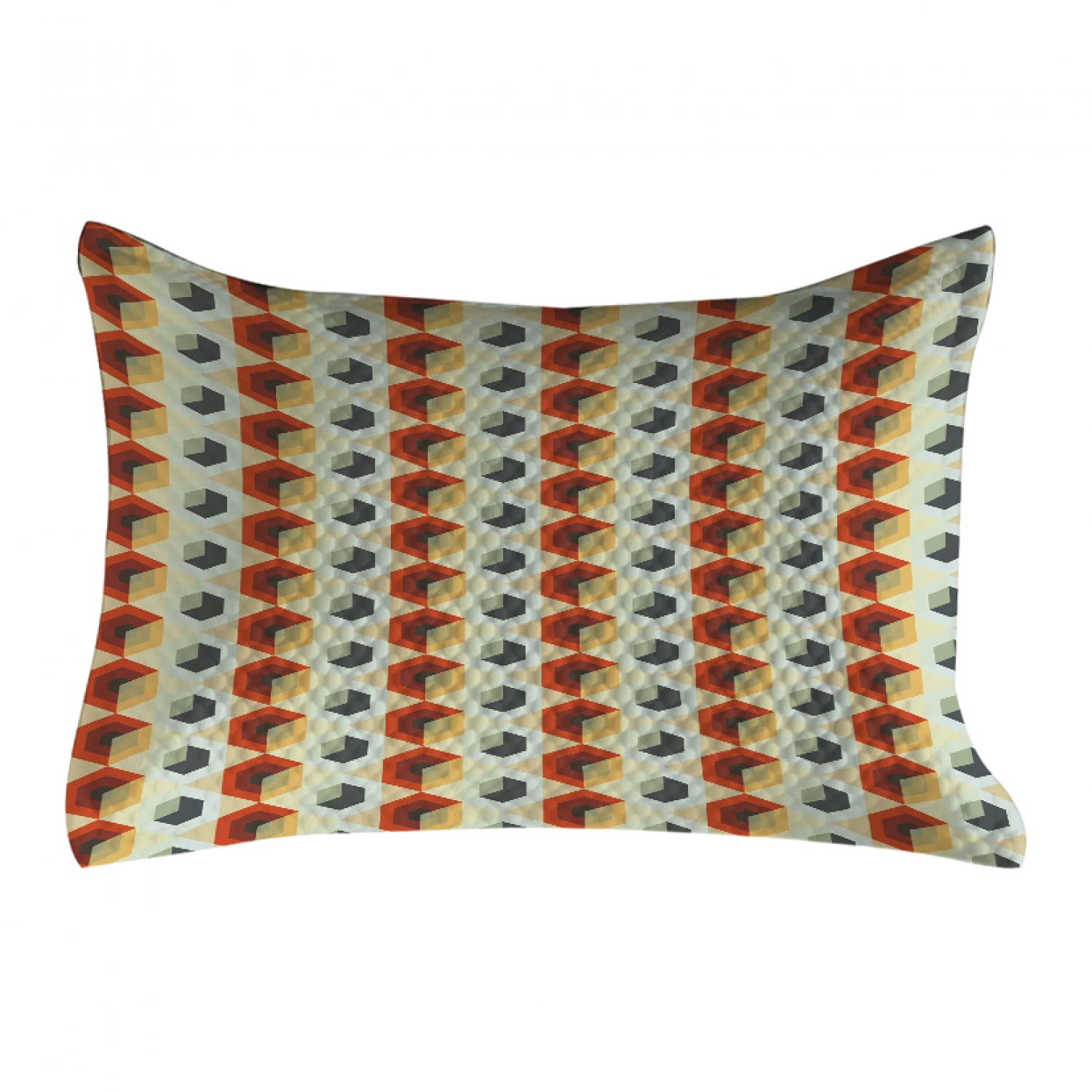 Ambesonne Geometric Quilted Pillow Cover - Hexagonal Comb Pattern with Abstract Rhombus Borders, Modern King Size Decorative Pillow Case 36