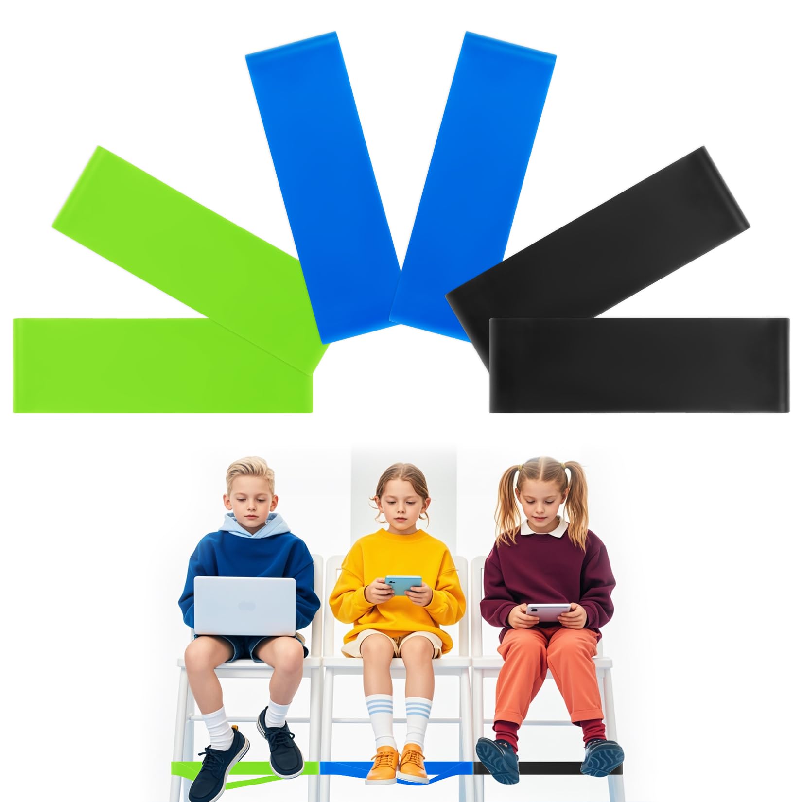 6PCS Chair Bands for Kids with Fidgety Feet - ADHD Sensory Flexible Kick Bands for Classroom Chairs, Under Desk Fidget Tools for Focus & Movement - Perfect for School, Home Study & Sensory Rooms
