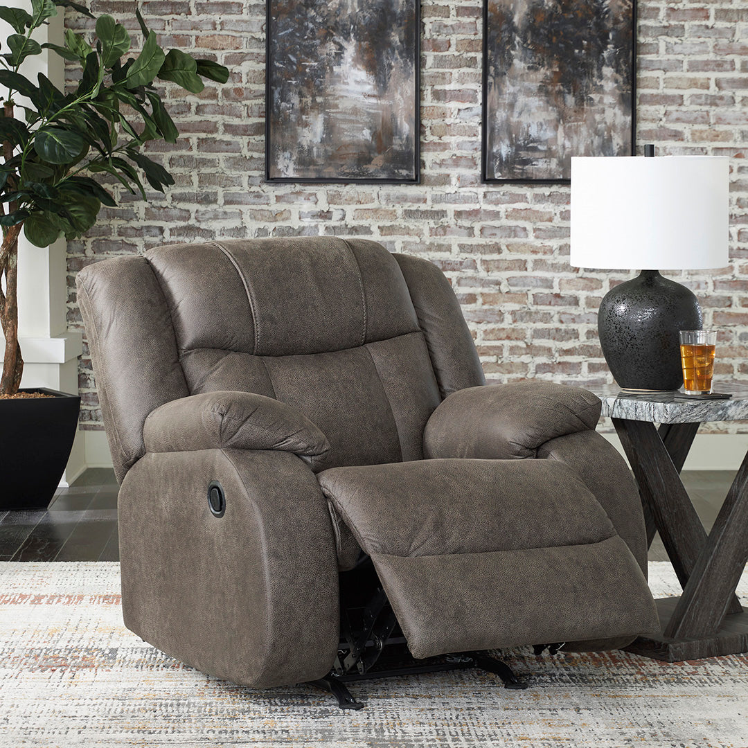First Base Recliner - Adjustable Comfort Chair with Lumbar Support & Cup Holder - Perfect for Living Room, Home Theater & Gaming Setup