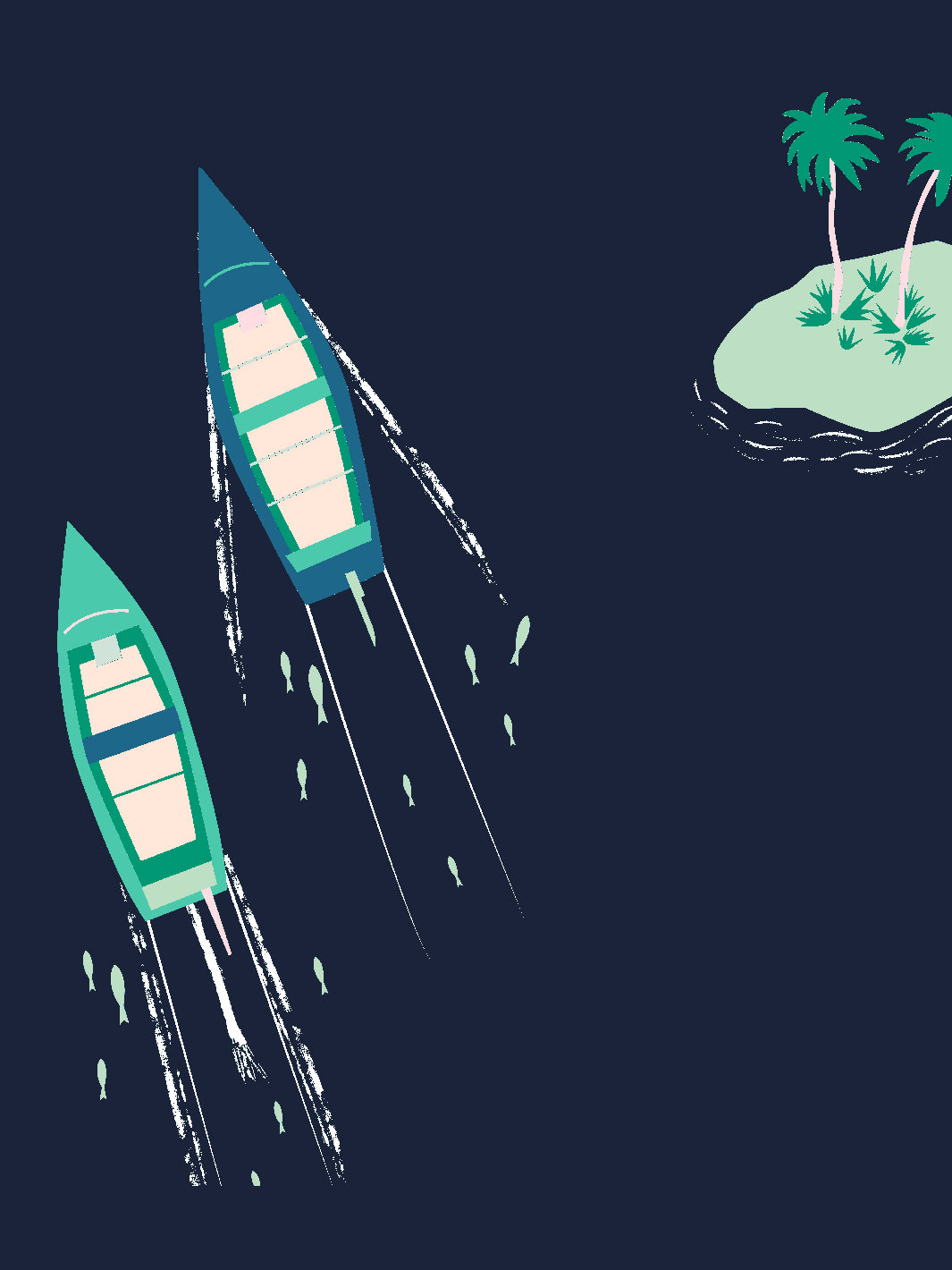 Tea Collection Navy 'Island Boats' Wallpaper - Coastal Nautical Theme for Bedroom, Bathroom & Nursery Decor