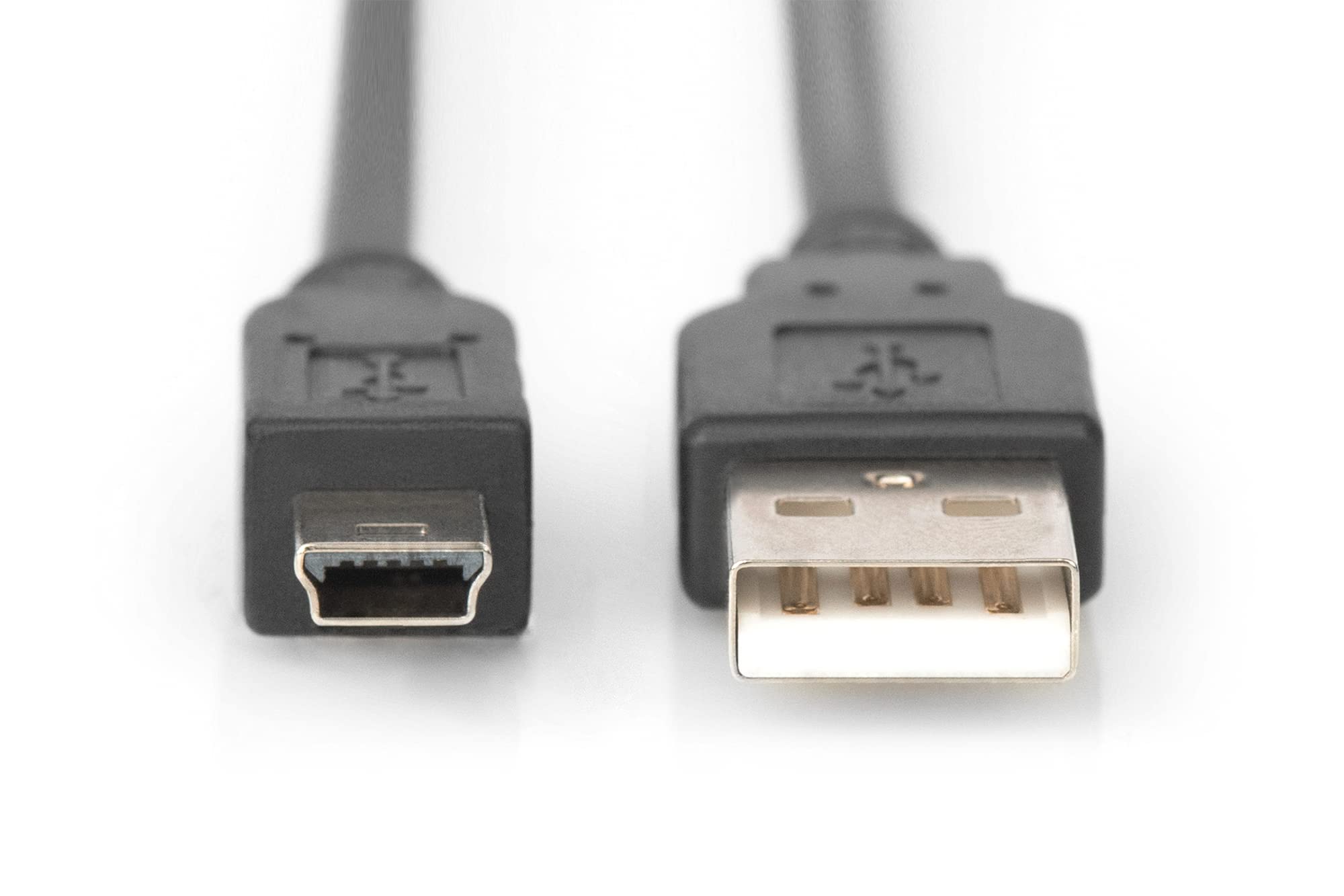 Digitus 1.8m USB 2.0 A Male to Mini B Male Cable - High-Speed Data Transfer - Durable Black Nylon Braided - Perfect for Digital Cameras, MP3 Players & External Hard Drives