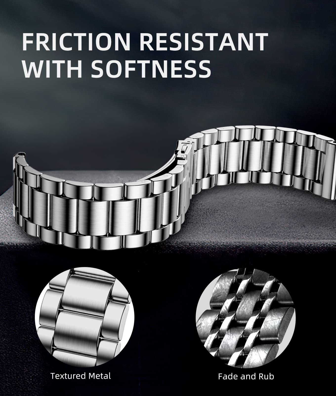 Mastten Stainless Steel Watch Band 20mm for Samsung Galaxy Watch 4/5/6/7 (40mm/44mm) & Galaxy Watch 4/6 Classic (43mm/47mm) - Durable Metal Strap for Men - Perfect for Work, Gym & Everyday Wear