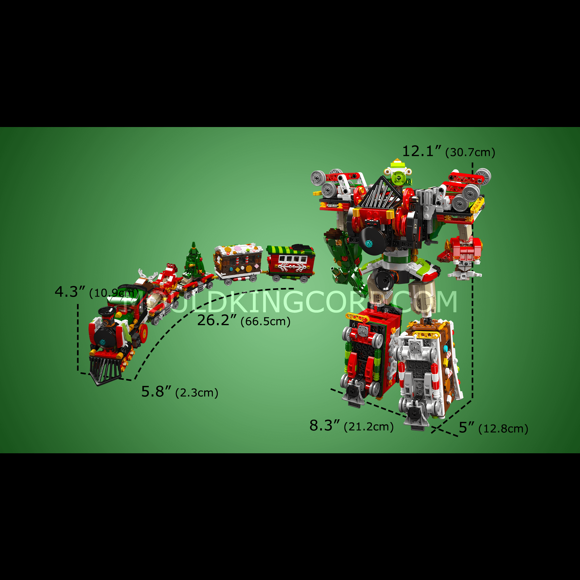 Mould King 12028 2-in-1 Transformer Christmas Train Building Blocks Set - 1,522 Pieces STEM Toy for Kids & Adults | Holiday Decor, Christmas Gift, DIY Model Train for Home Decoration & Collectors