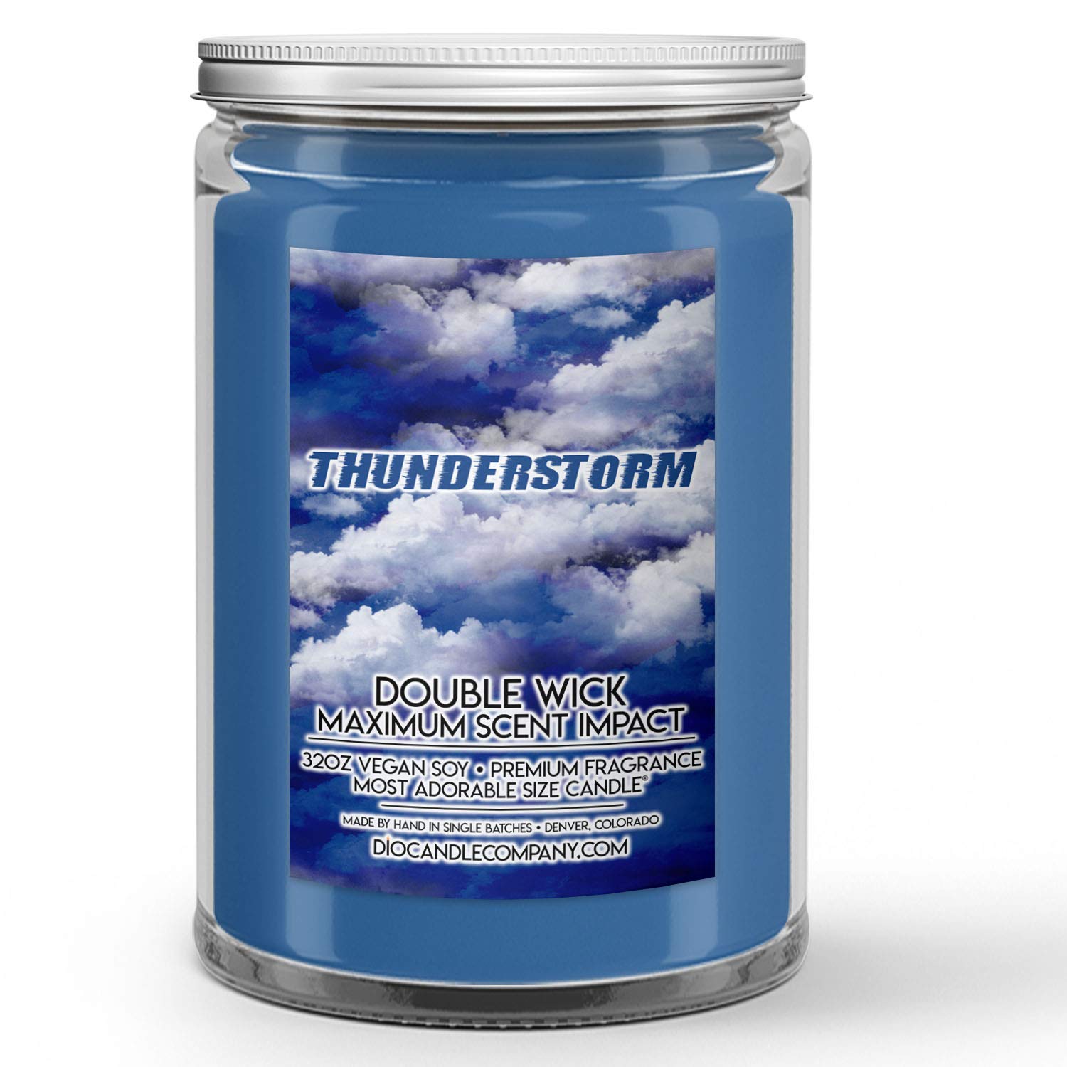 Thunderstorm Scented Soy Candle (32oz) - Petrichor Aroma for Relaxation, Home Decor, and Aromatherapy - Perfect for Bedroom, Living Room, and Spa Use