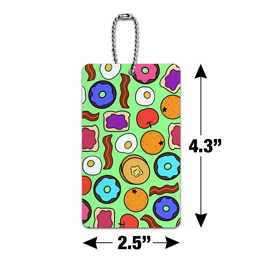 Fun Breakfast Foods Pattern Luggage Tag - Cute Suitcase ID Tag for Carry-On Bags - Perfect for Travel, Vacation & Kids Backpack Identification