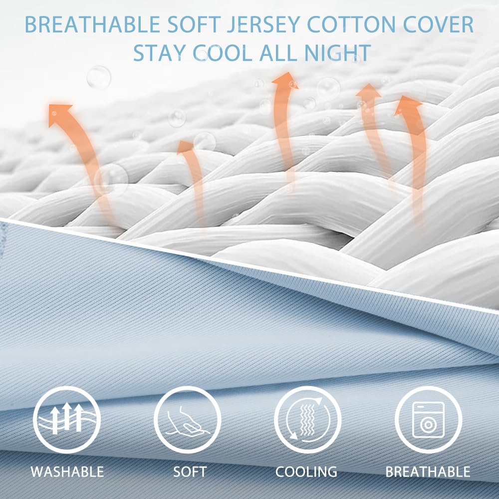 59 Inch U-Shaped Cooling Maternity Pillow for Pregnant Women - Breathable Jersey Cotton Full Body Pillow with Removable Cover - Ideal for Side Sleepers, Back Pain Relief & Comfortable Pregnancy Sleep (Blue)