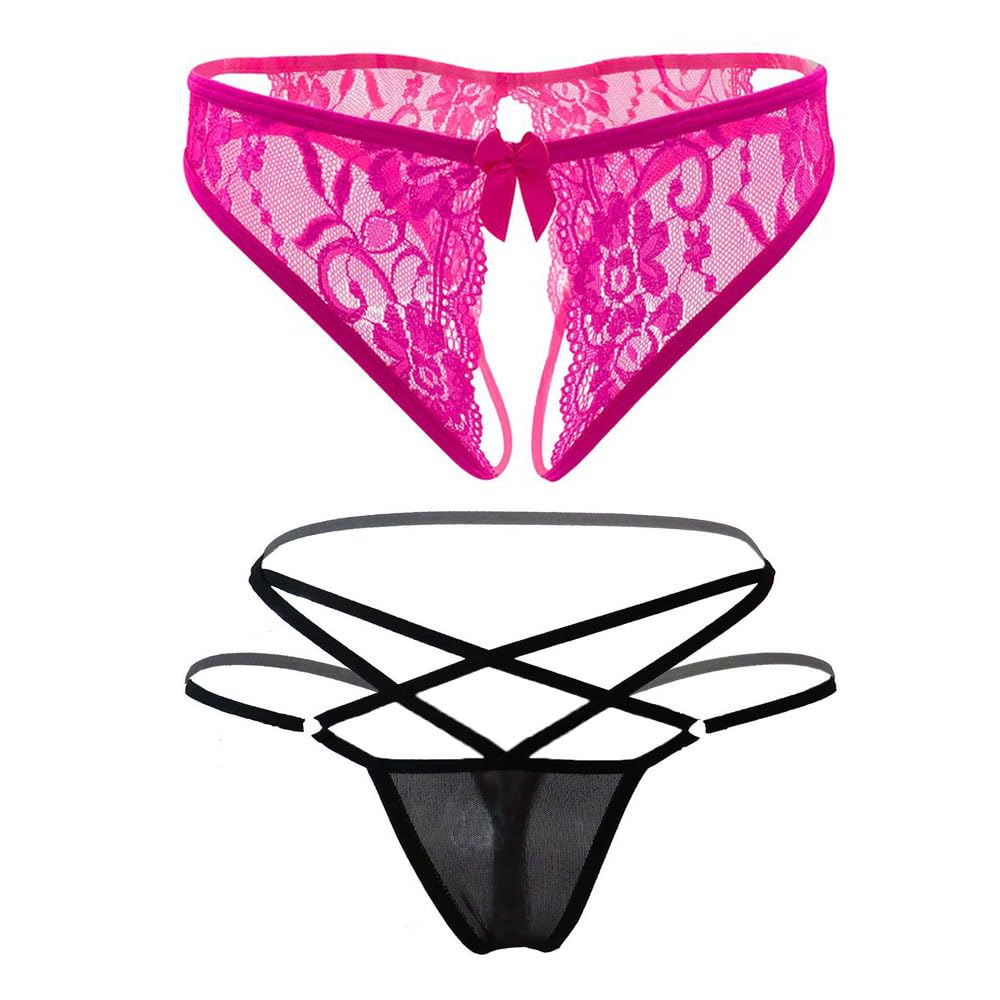 Sexy Black Lace Thong Panties for Women - T-Back G-String Lingerie with Strappy Body Harness - Perfect Valentine's Day Gift for Her - Ideal for Romantic Nights & Boudoir Photography