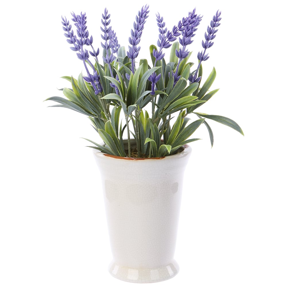 11 Lavender Artificial Flower Arrangement in Ceramic Pot - Set of 6 | Home Decor, Wedding Centerpiece, Office Desk Decor