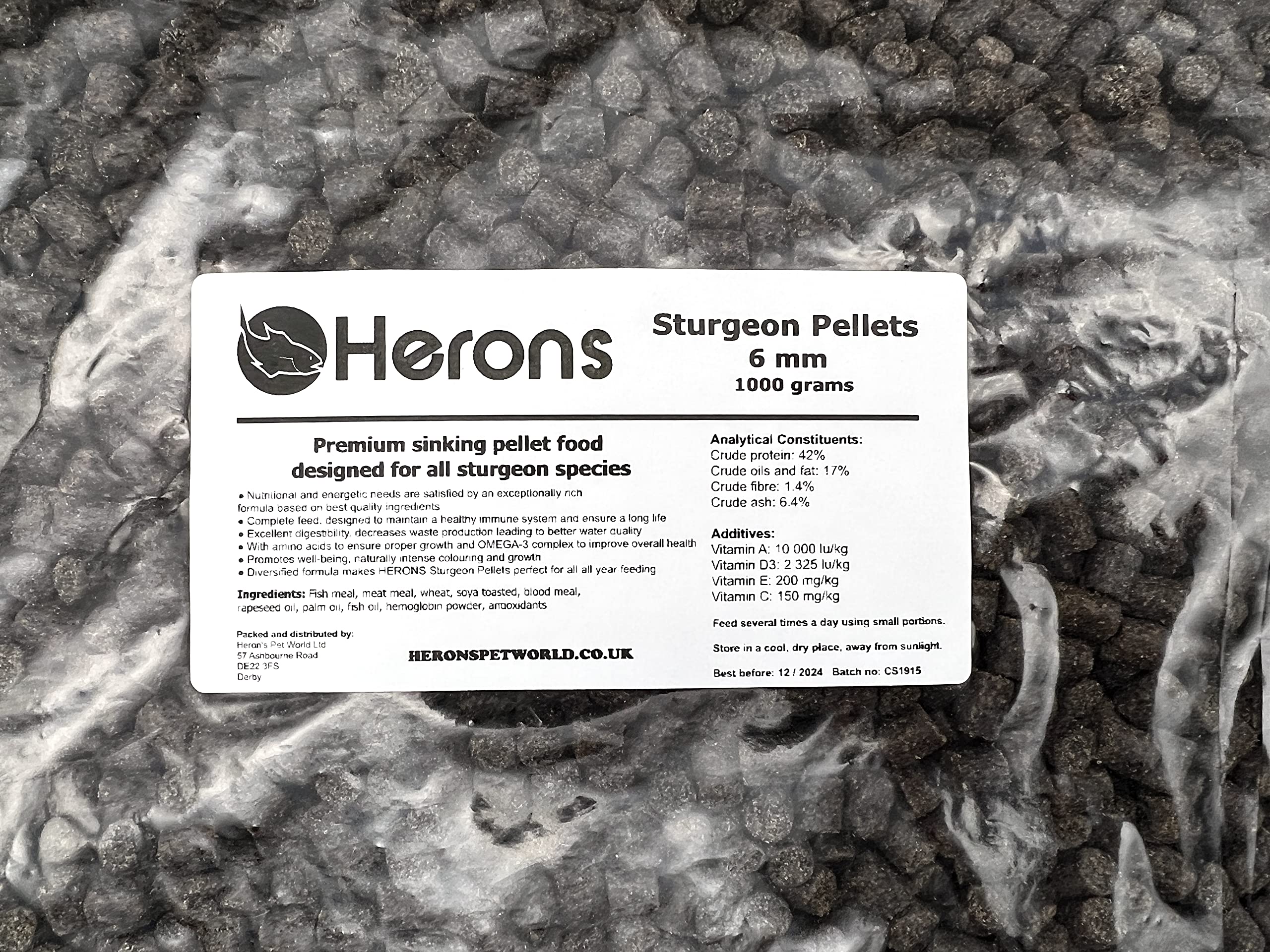 Premium Sturgeon Pellets 6mm - High Protein Fish Food for All Sturgeon Species & Sterlets | Enhances Growth & Immune System | Sinking Pellets 1Kg - Ideal for Pond & Aquarium Fish Feeding