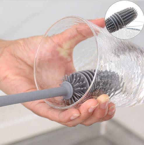 Nirency Silicone Bottle Cleaning Brush - Reusable Water Bottle Cleaner for Baby Feeding, Glass, Flasks & Travel Mugs - Long Handle Deep Cleaning Brush (Pack of 1) - Perfect for Home, Office & Outdoor Use