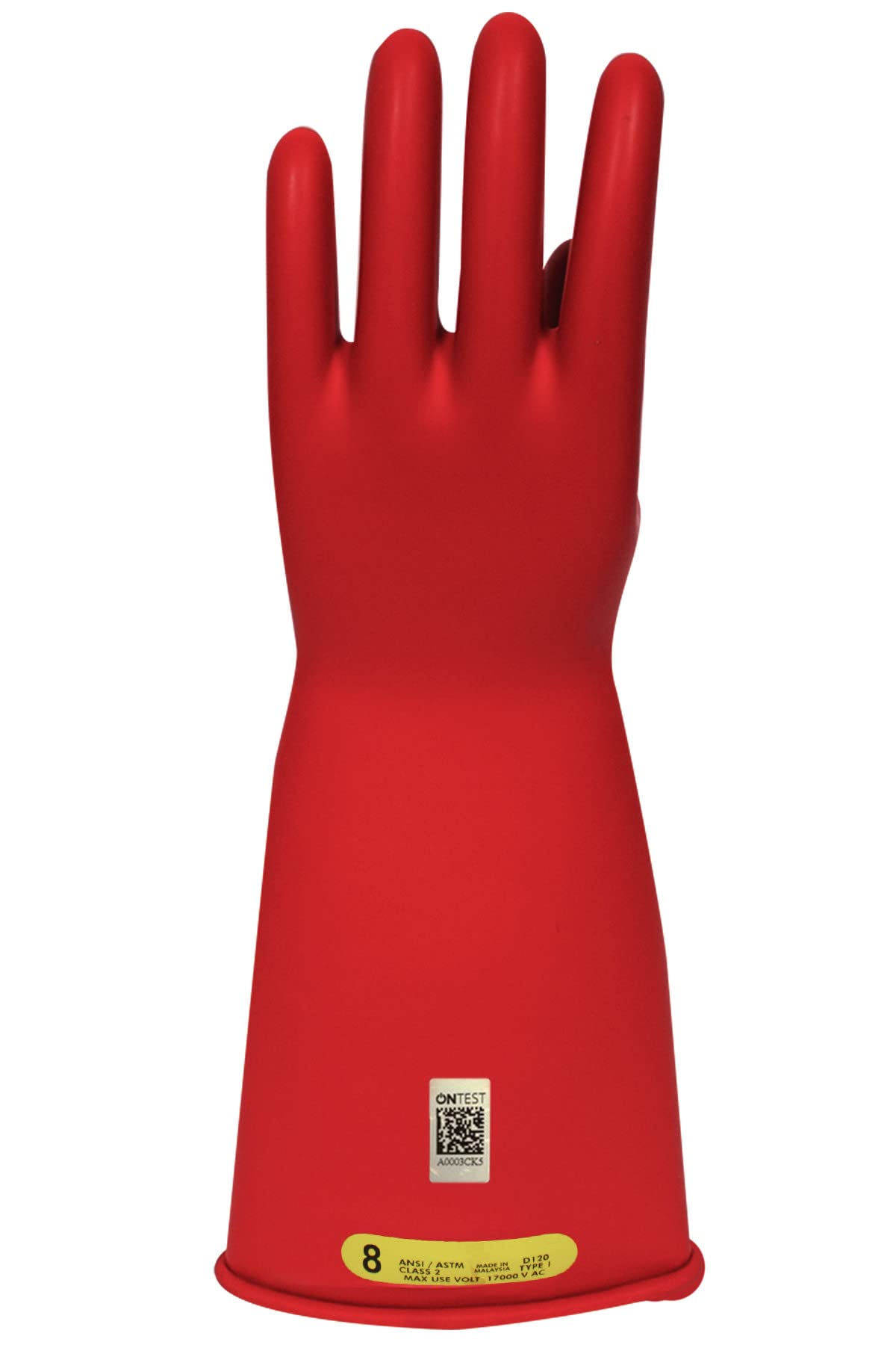 High Voltage Insulating Gloves Class 2 Red Rubber - 17000V AC/25500V DC Protection for Electrical Work - GC2R10 - Ideal for Electricians, Linemen & Utility Workers