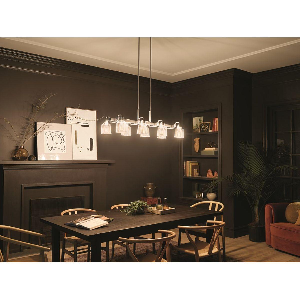 Aivian 42-Inch 8-Light Linear Chandelier - Modern LED Crystal Pendant Lighting Fixture for Dining Room, Kitchen Island, and Living Room