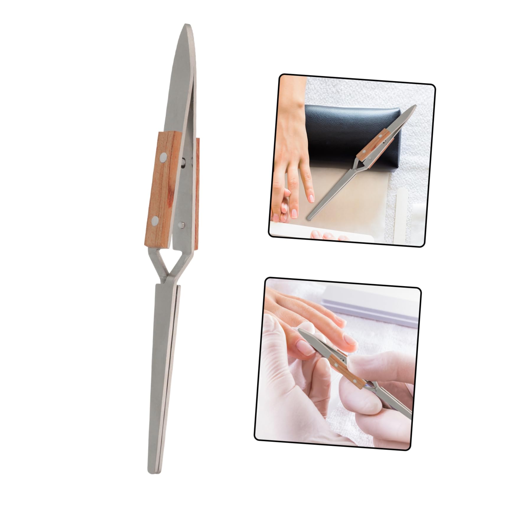 Professional Metal Nail Shaping Tweezers - Manicure Tools for Nail Art, Clipping & Shaping - Durable Stainless Steel Nail Clippers with Wooden Handle - Perfect for DIY Nail Care, Salon & Home Use