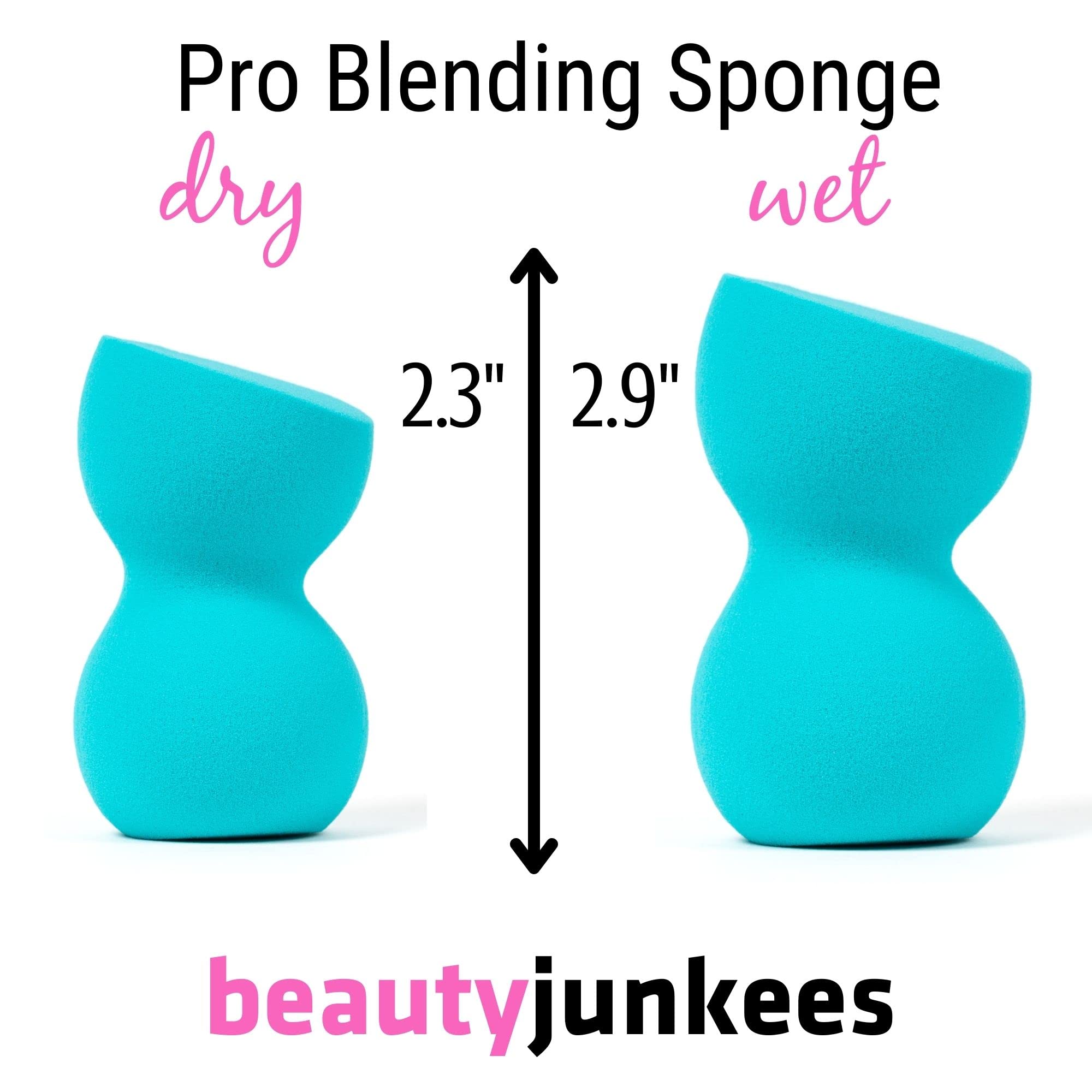 Beauty Junkees Makeup Sponge Blender - Professional Blue Sculptor Foundation Sponge for Liquid, Cream & Powder | Latex-Free Cosmetic Blender for Wet & Dry Use | Perfect for Flawless Foundation, Contouring & Highlighting Application