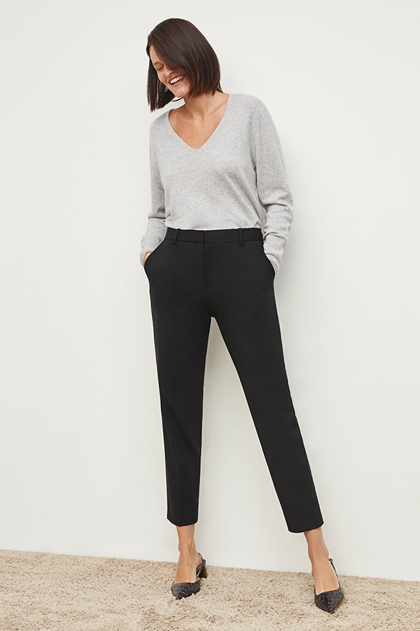 Mejia Washable Wool Twill Pants for Men & Women - Classic Black Trousers for Office, Travel & Casual Wear