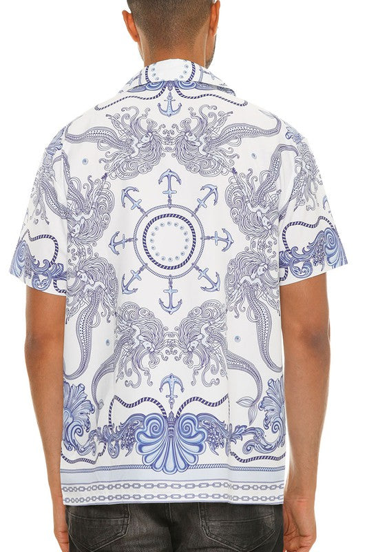 Weiv Men's Casual Short Sleeve Collared Button Down Shirt with Stylish Print - Perfect for Summer Outfits, Office Wear & Casual Dates