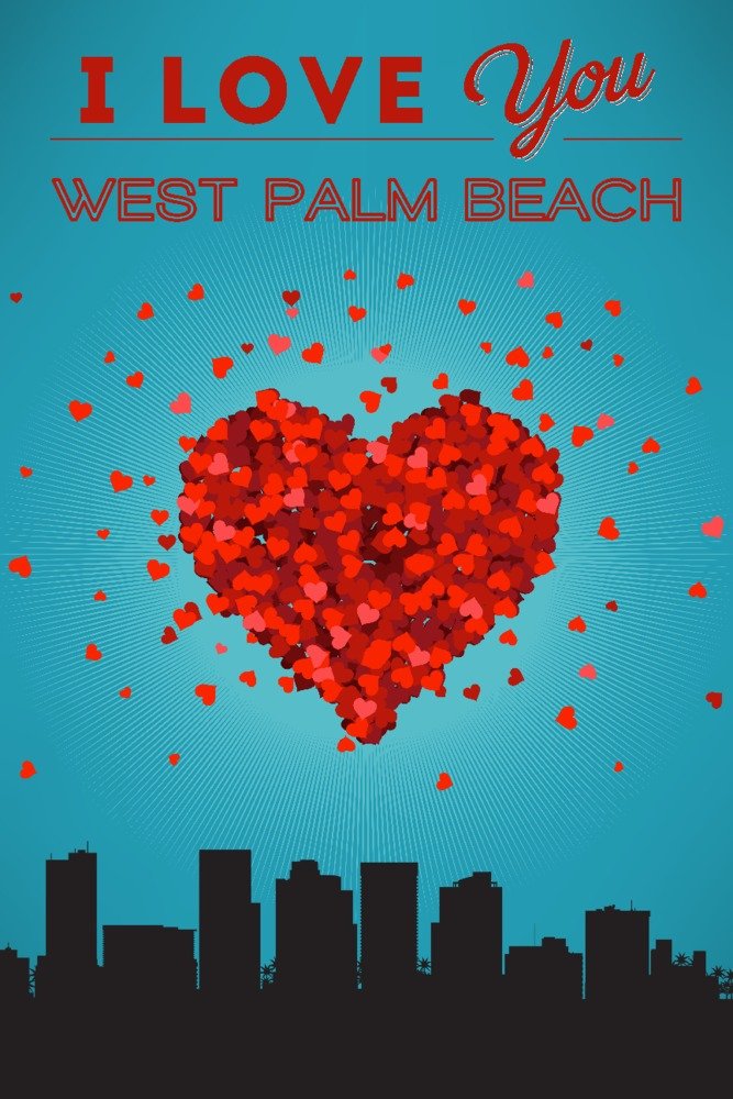 West Palm Beach Florida Travel Poster - Giclee Gallery Print 16x24 Wall Art Decor - Perfect for Home, Office & Vacation Rental Decorations
