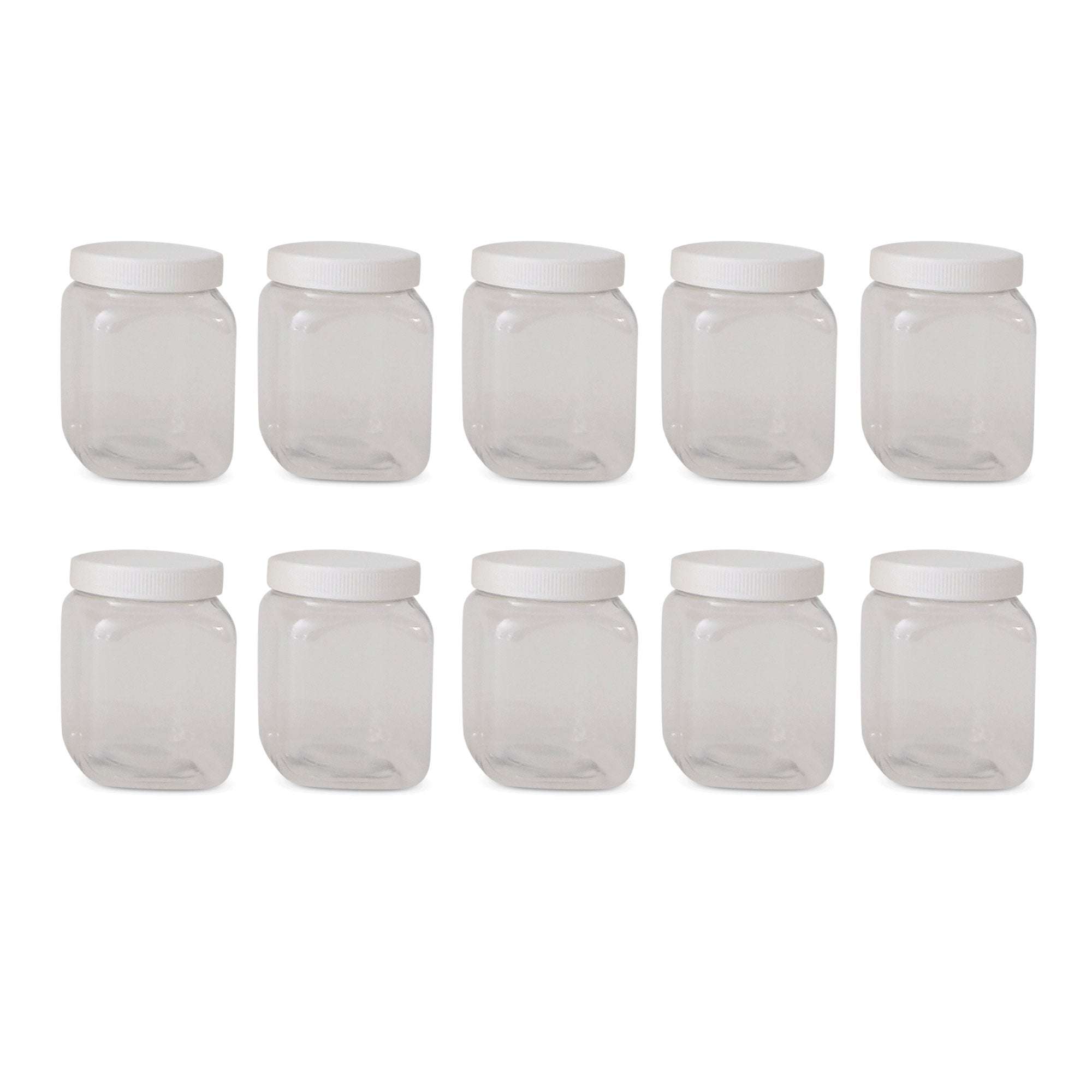 10-Pack 250g Square Clear Plastic Honey Jars with Lids - Food Grade BPA-Free Containers for Honey, Jam, Syrup & DIY Crafts - Perfect for Home Kitchen, Beekeeping & Gift Packaging