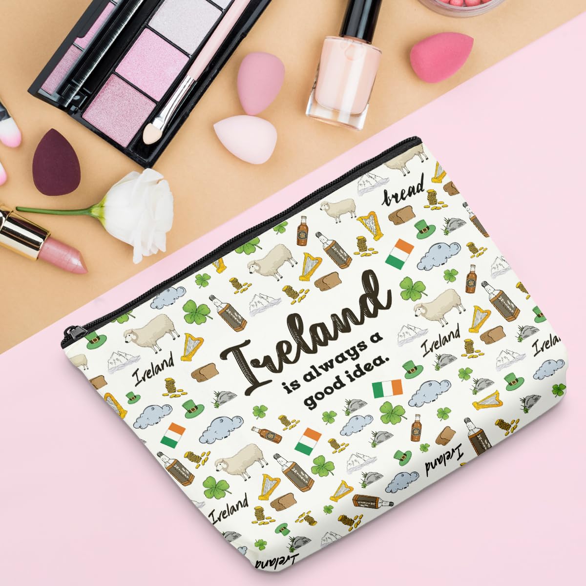 6PCS Ireland Makeup Bags - Irish Travel Gifts for Women, Cosmetics & Toiletry Pouch for Trips