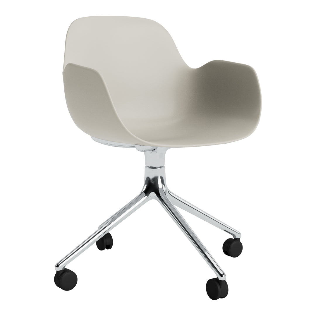 Modern Form Armchair with 4-Wheel Swivel Base - Ergonomic Office Chair for Home & Workspace - Perfect for Desks, Living Rooms, and Study Areas