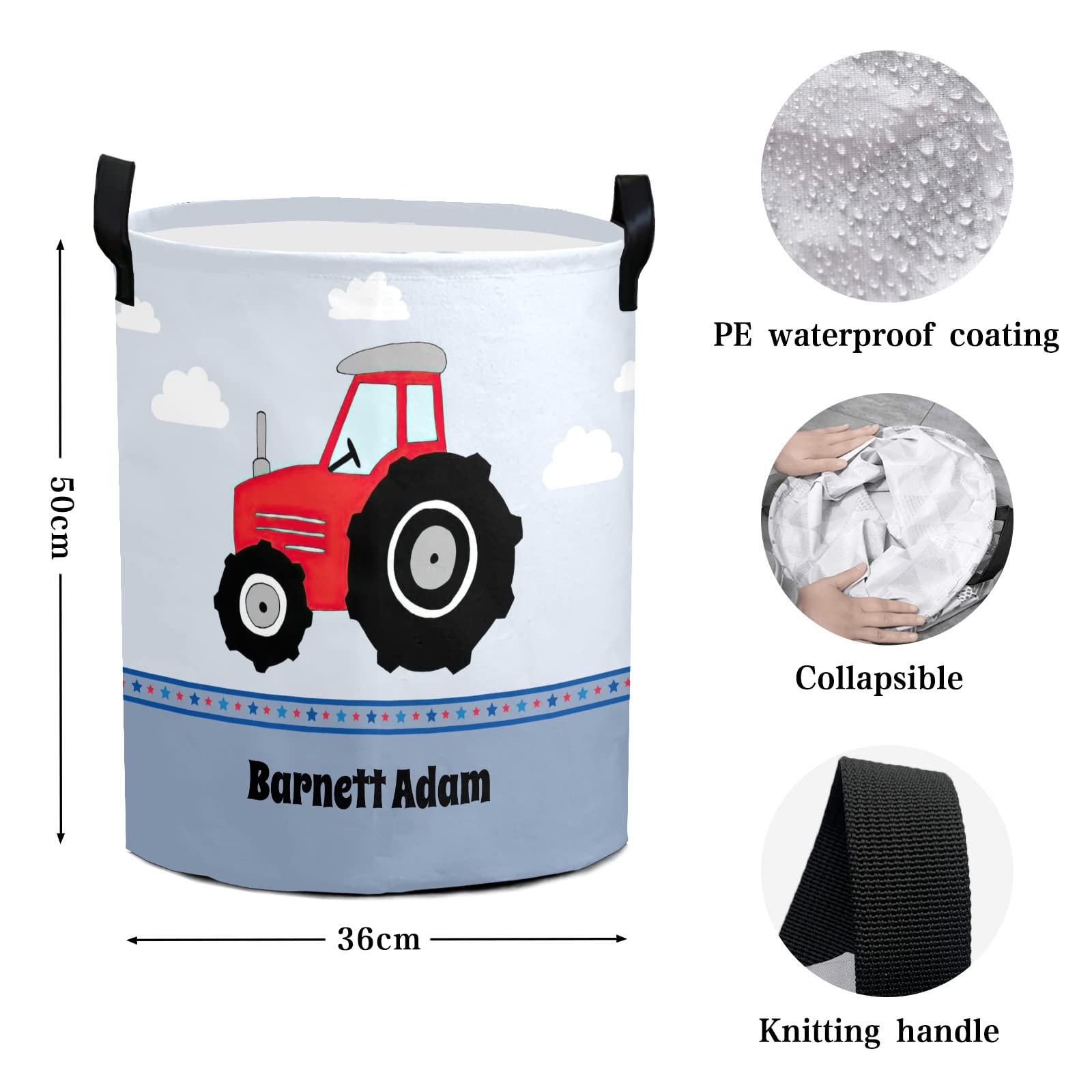 Personalized Collapsible Laundry Basket with Handles - 50L Waterproof Clothes Hamper & Storage Bin for Bedroom, Bathroom, College Dorm | Portable for Travel, Camping & Home Organization (Dirty Clothes, Toys, Laundry Transport)